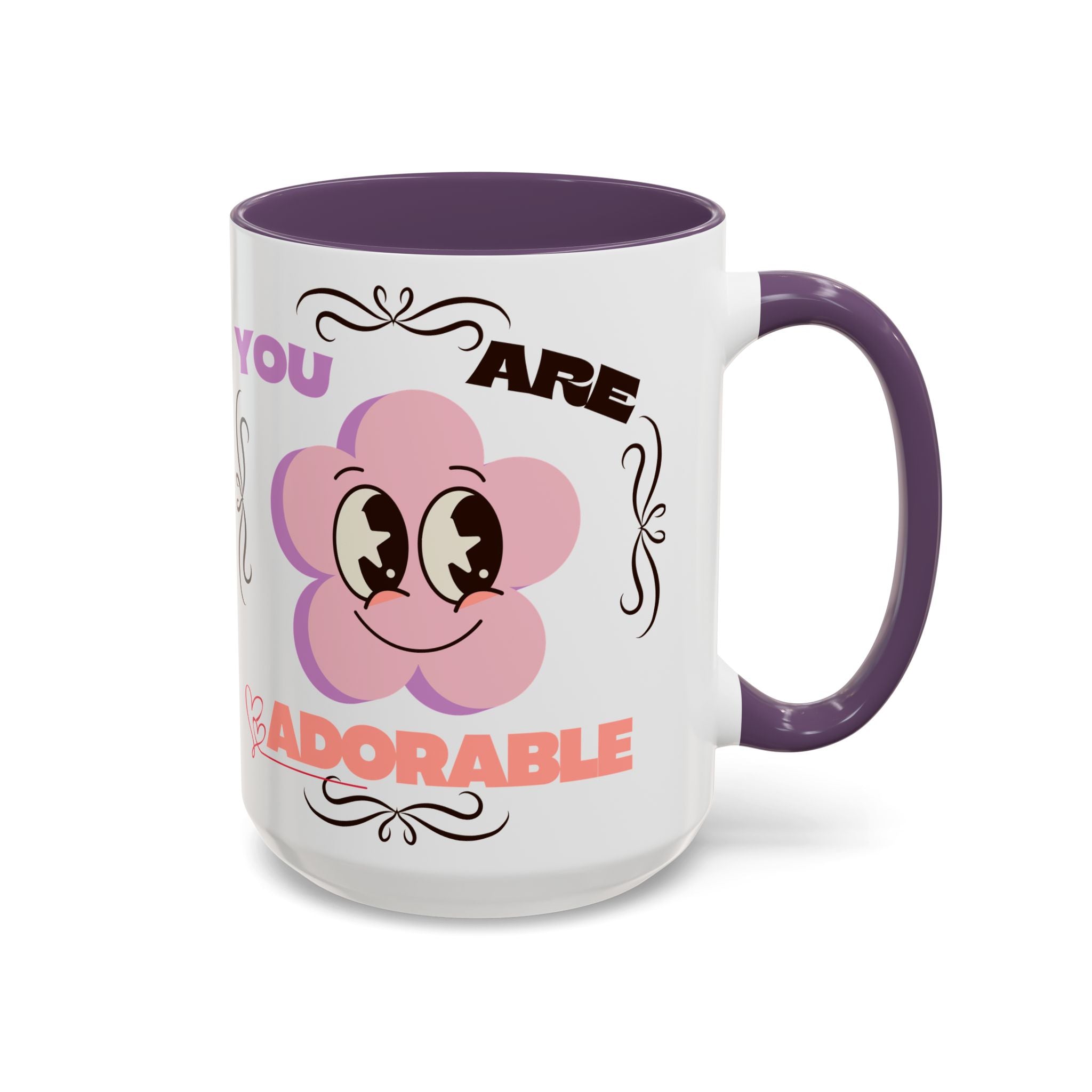 You Are Adorable Coffee Mug — Cute Pink Flower Accent Mug (11/15oz)