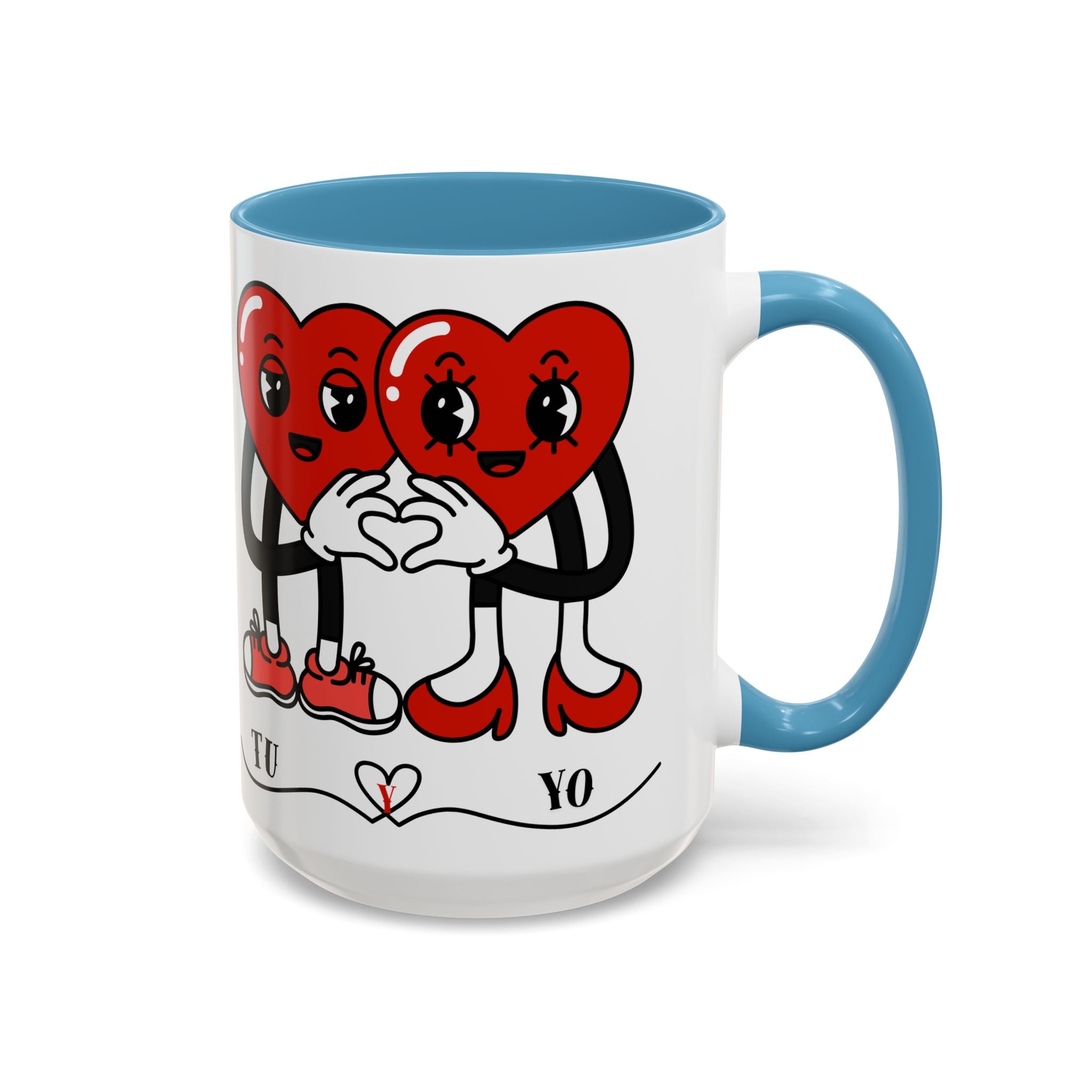 Valentine Heart Couple Coffee Mug – "Tu y Yo" Cute Romantic Accent Mug