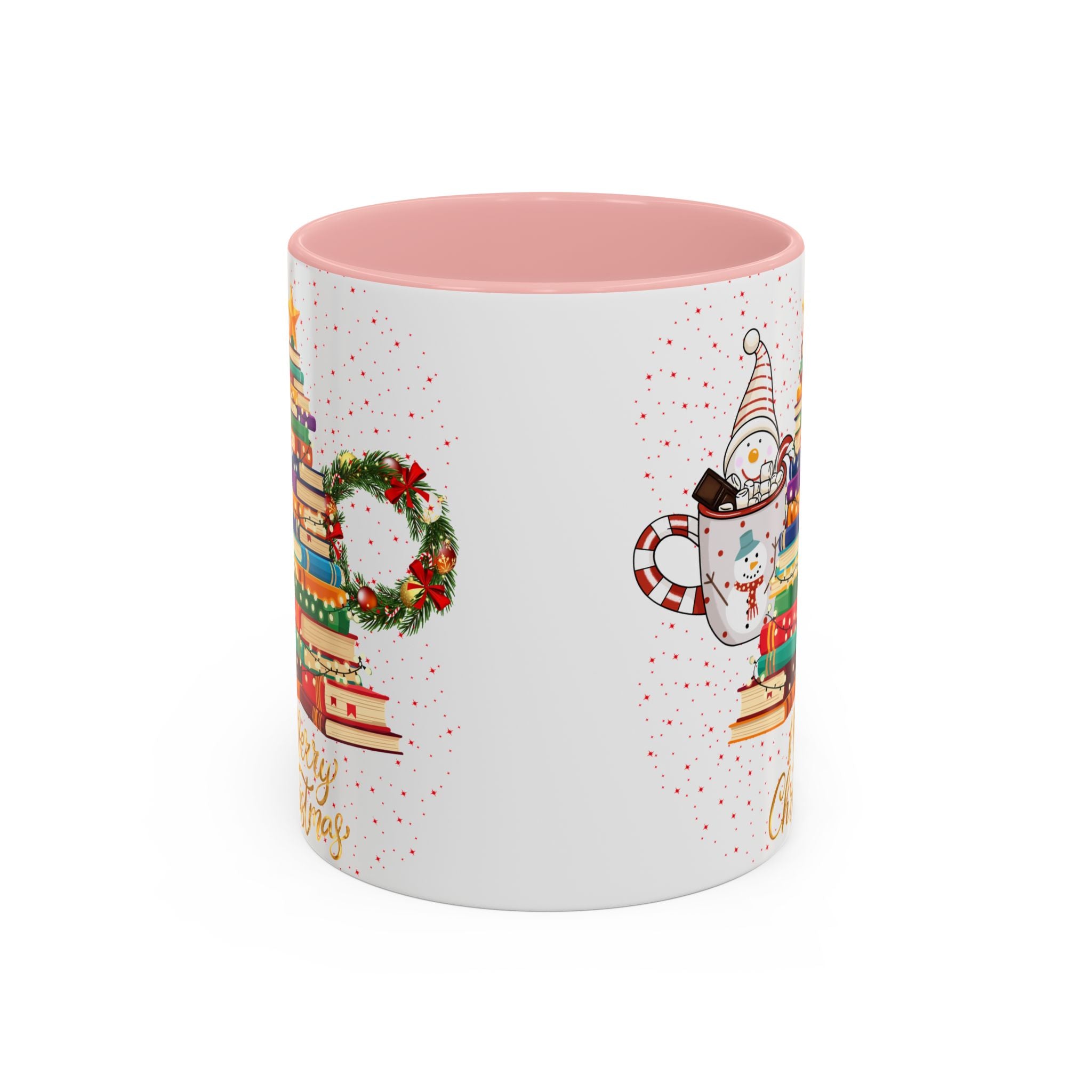Christmas Book Tree Coffee Mug — Merry Christmas Accent Mug (11/15oz)