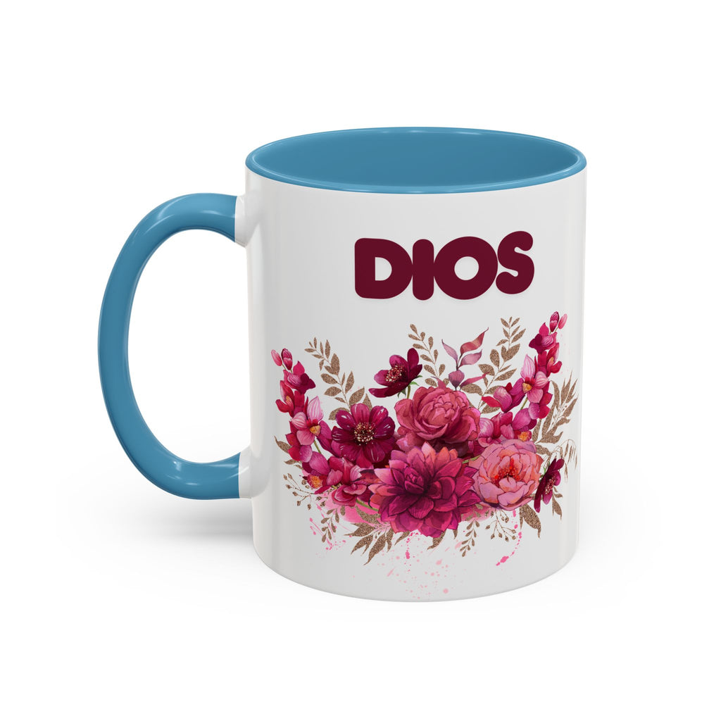 Dios Floral Accent Coffee Mug — 11/15oz Inspirational Christian Tea Cup