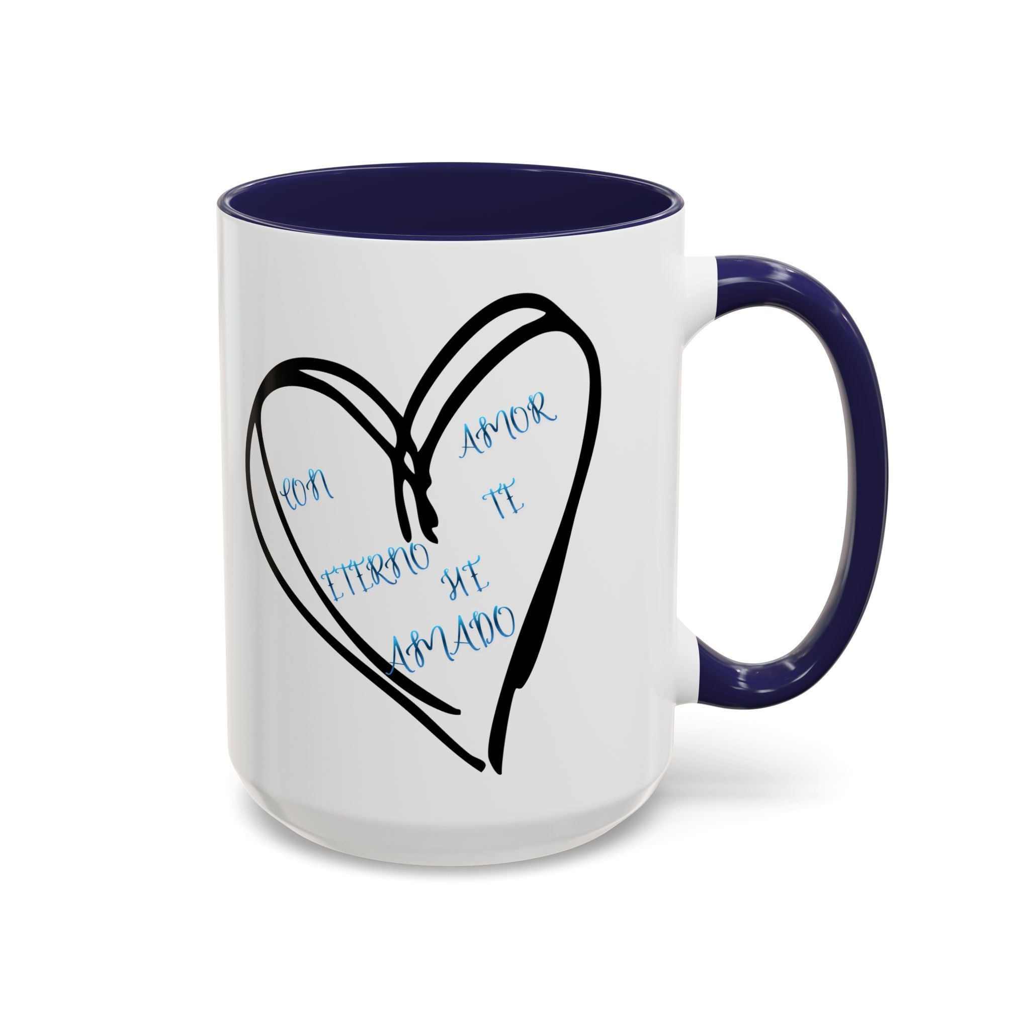 Coffee Mug - Hand-Drawn Heart with Spanish 'Por Amor Te He Amado' Accent