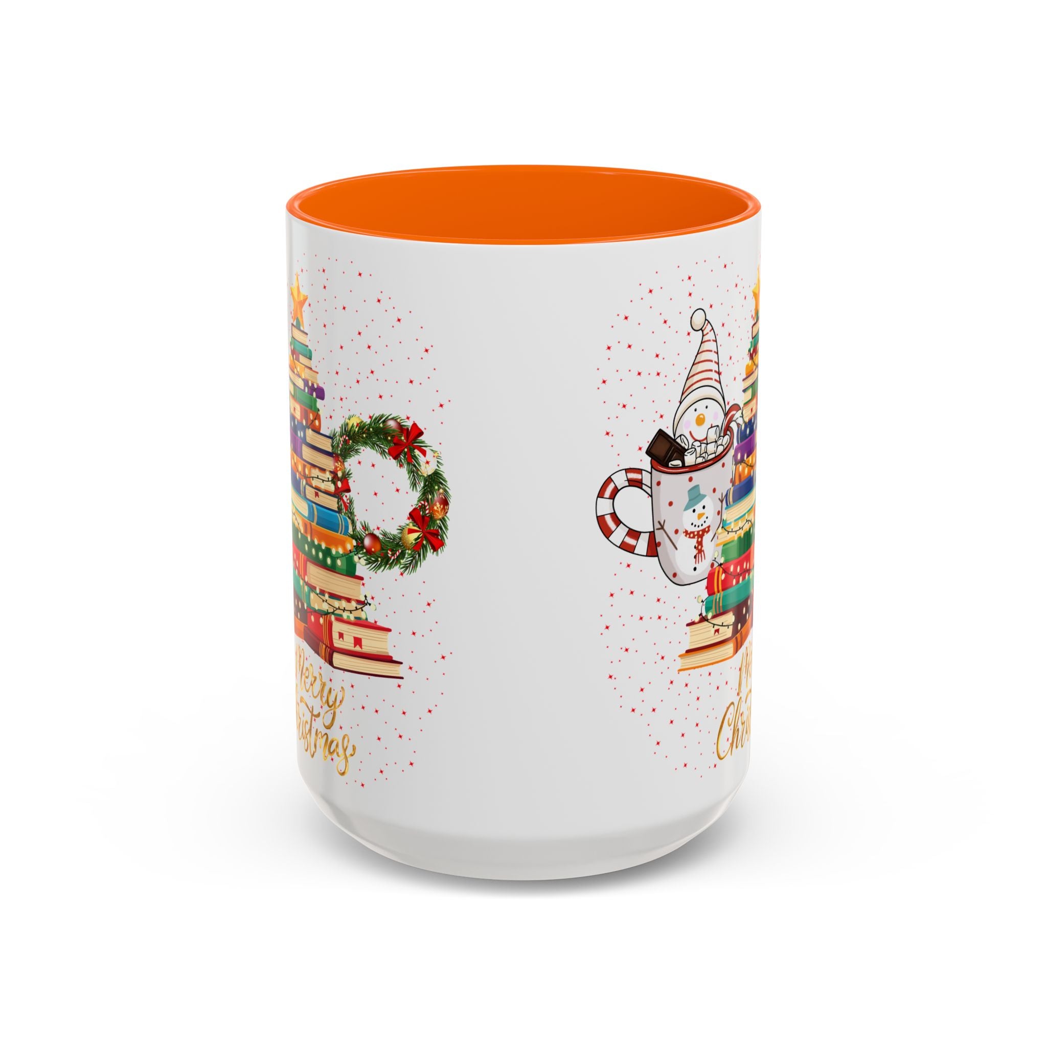 Christmas Book Tree Coffee Mug — Merry Christmas Accent Mug (11/15oz)