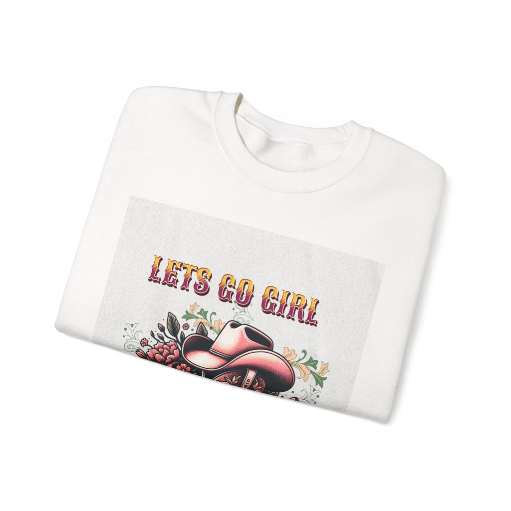 Cowgirl Boots Sweatshirt, Let’s Go Girl Crewneck, Western Style Apparel, Cozy Gift for Her, Trendy Graphic Sweatshirt
