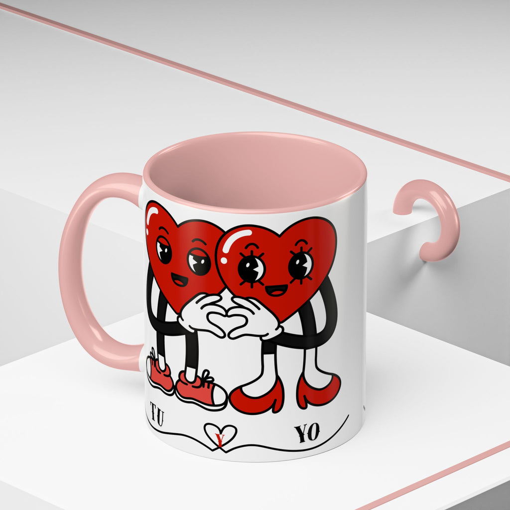 Valentine Heart Couple Coffee Mug – "Tu y Yo" Cute Romantic Accent Mug