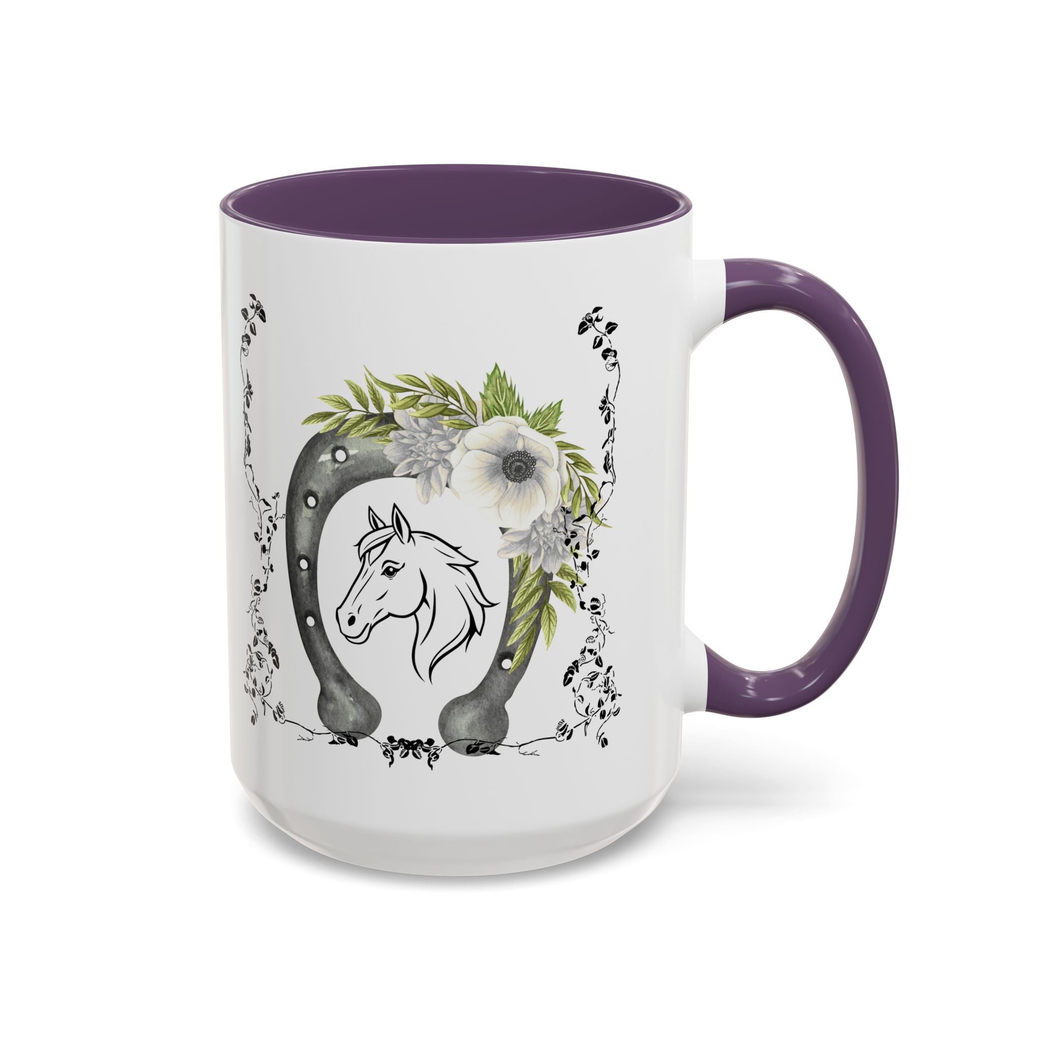 Personalized Floral Horseshoe Mug - Unique Gift for Horse Lovers, Cowgirl Theme, Farmhouse Decor, Wedding Favors, Custom Name Mug