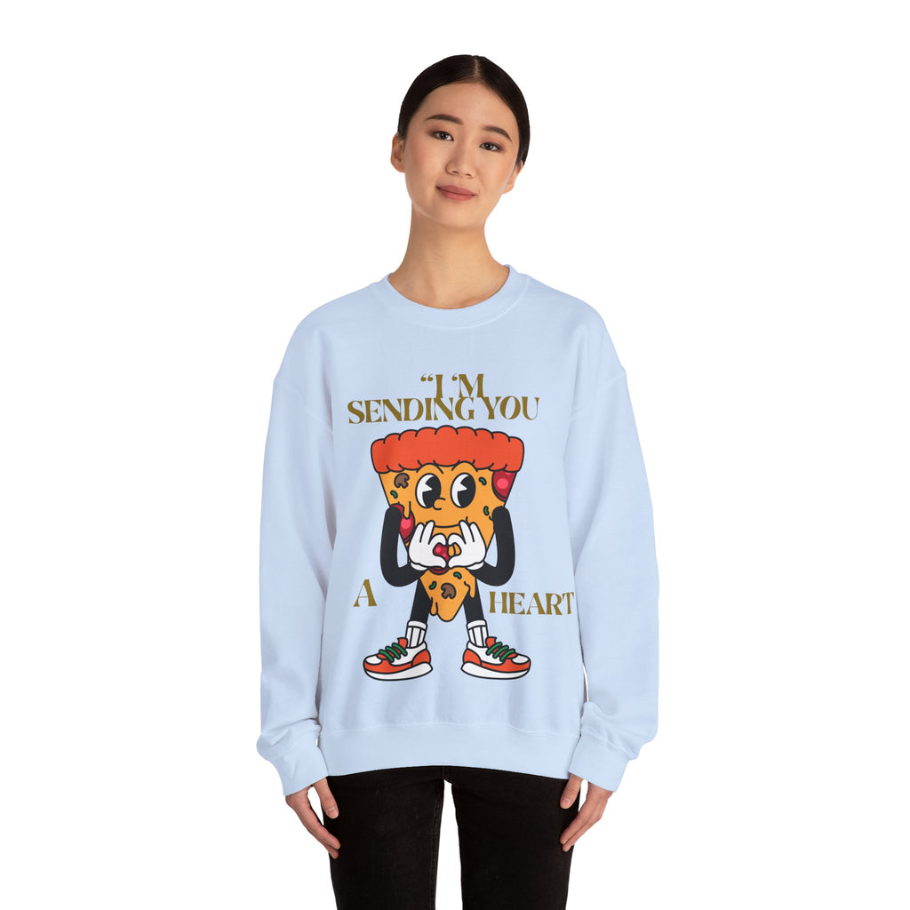 Pizza Love Crewneck Sweatshirt - Cute Gift for Foodies, Valentine's Day Apparel, Casual Comfort, Unisex Sweatshirt, Fun Pizza Design