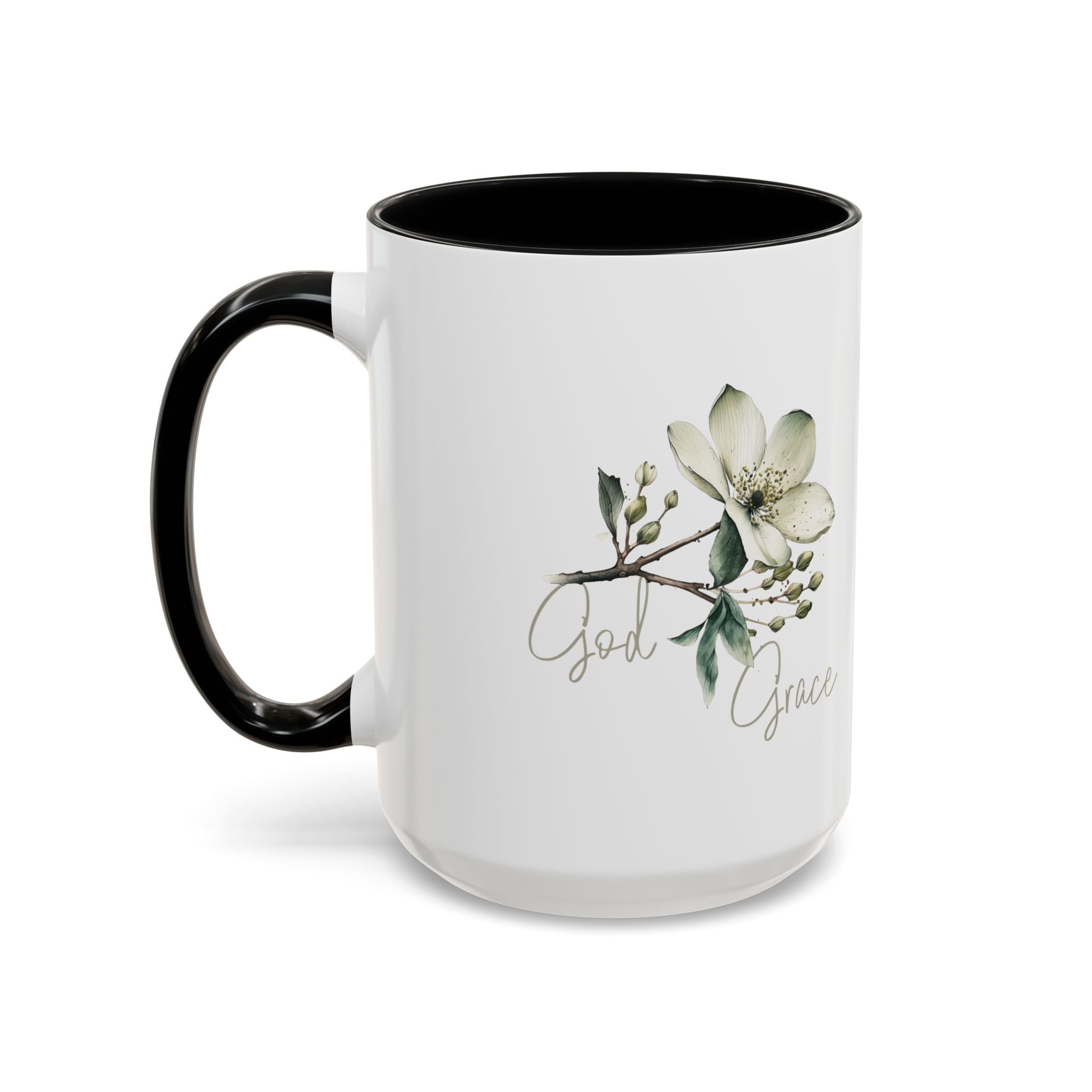 Floral Accent Coffee Mug | God Grace Gift, Nature-Inspired Tea Cup, Inspirational Drinkware for Home, Office, Mother's Day