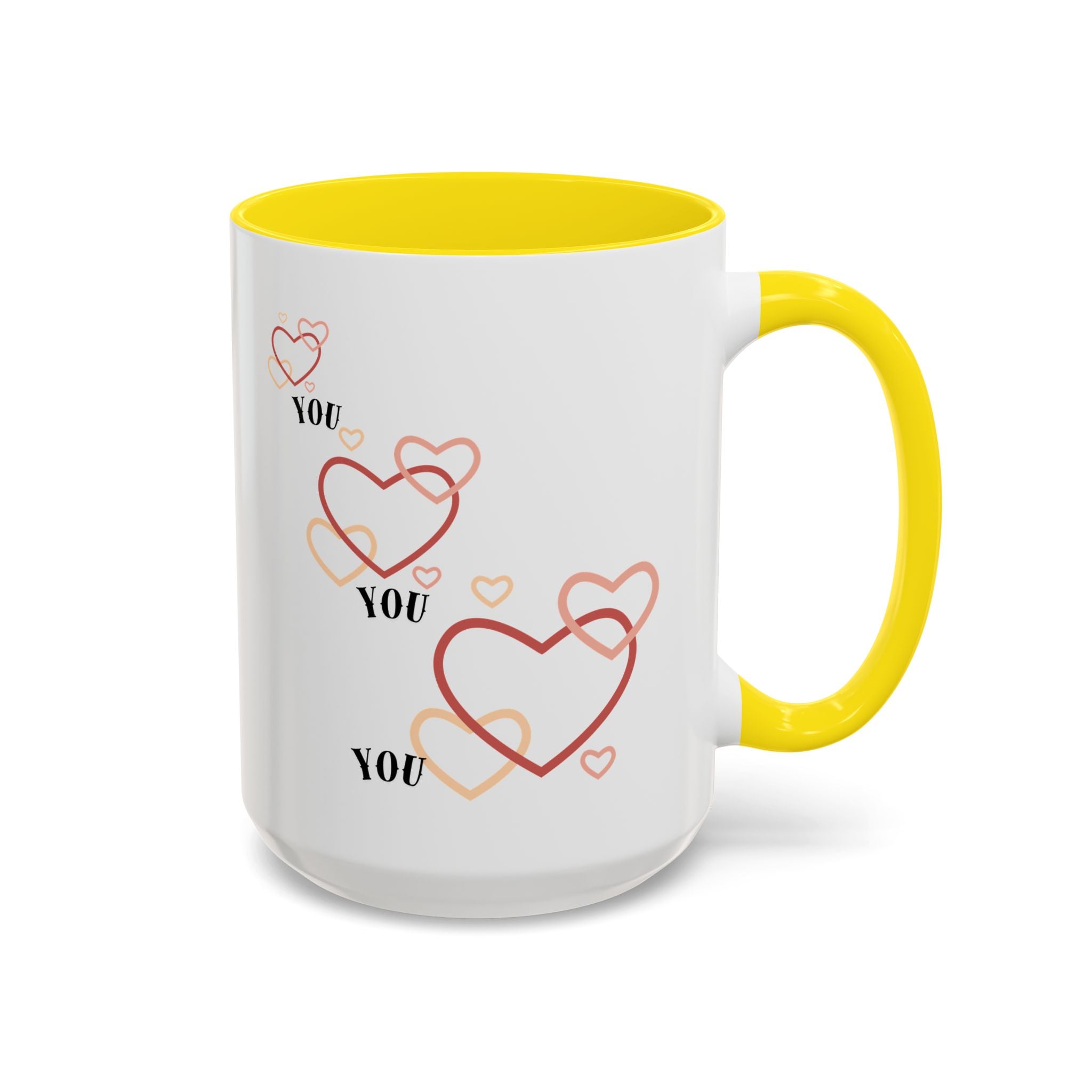 Love You Accent Coffee Mug, Valentine's Day Gift, Heart Mug, Cute Coffee Cup, Romantic Beverage Container