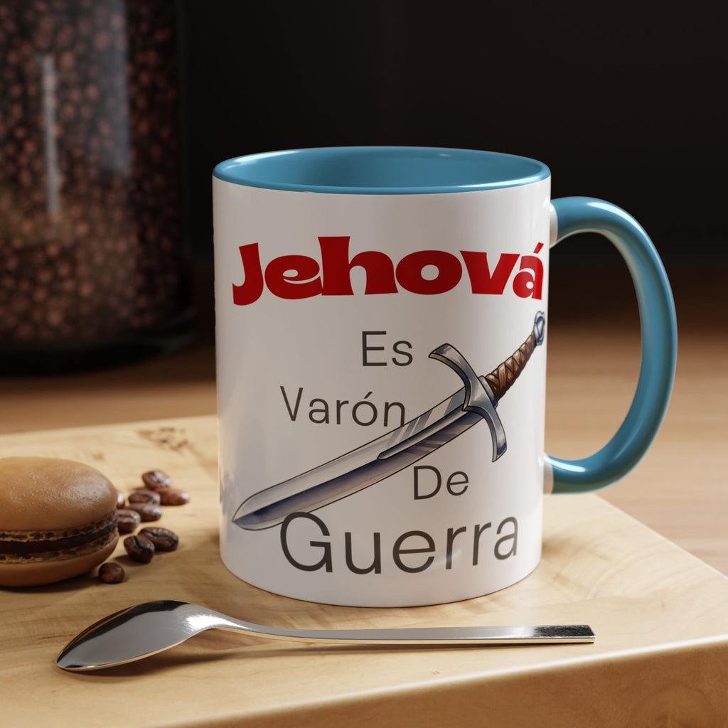 Jehovah Es Varón de Guerra Coffee Mug — Spanish Faith Sword Accent Mug (11/15oz)