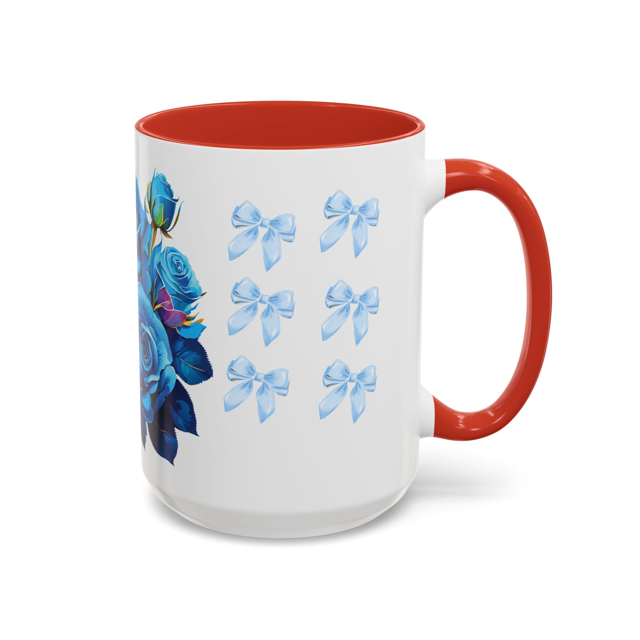 Blue Rose Accent Coffee Mug – Floral Bouquet Design (11/15 oz)