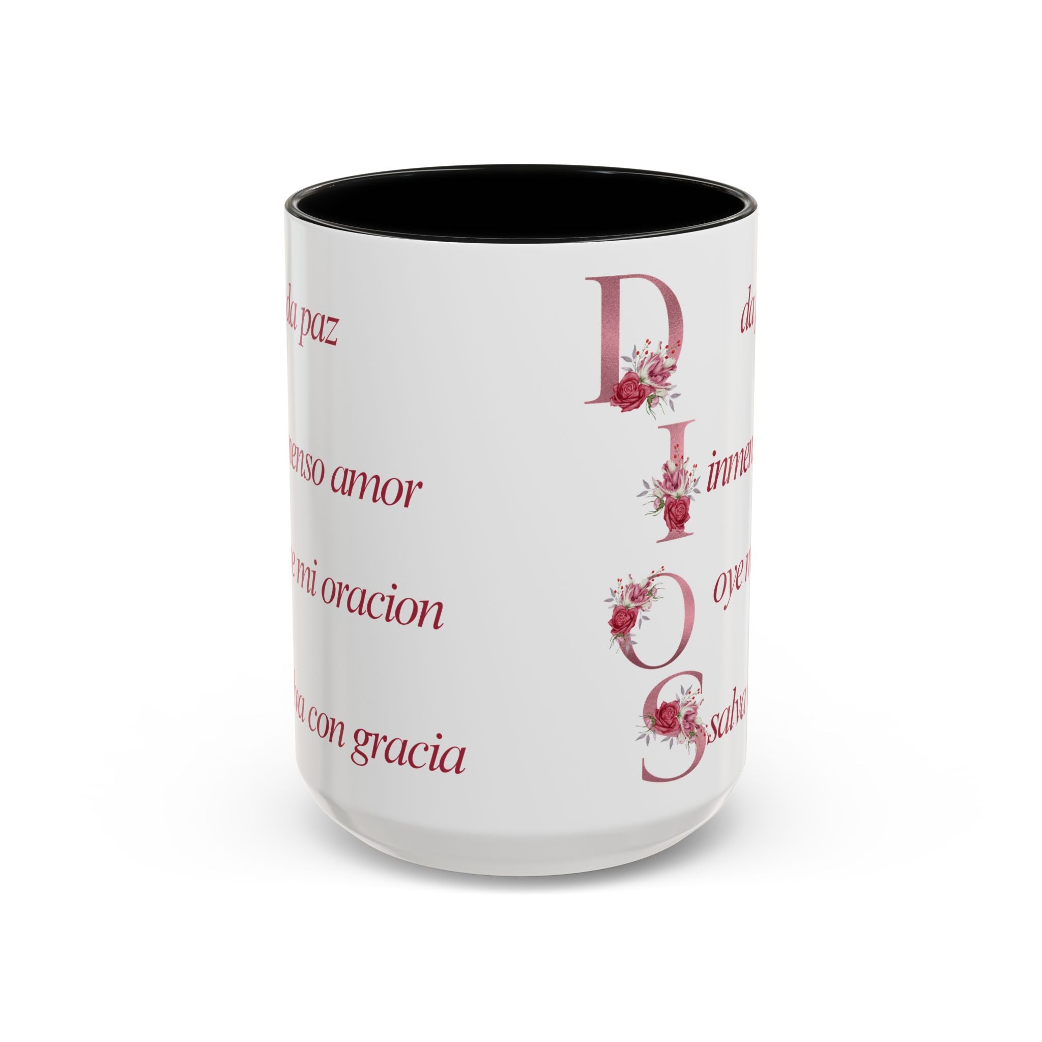 Inspirational Accent Coffee Mug with Floral Design - 11/15oz