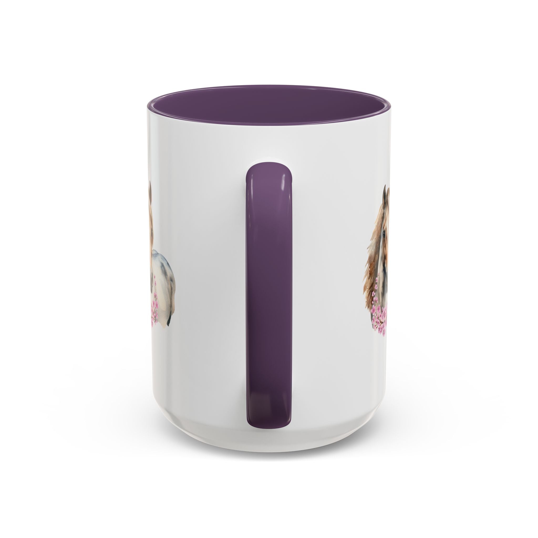 Horse Portrait Accent Coffee Mug — Floral Necklace Rustic Equestrian Gift (11/15oz)
