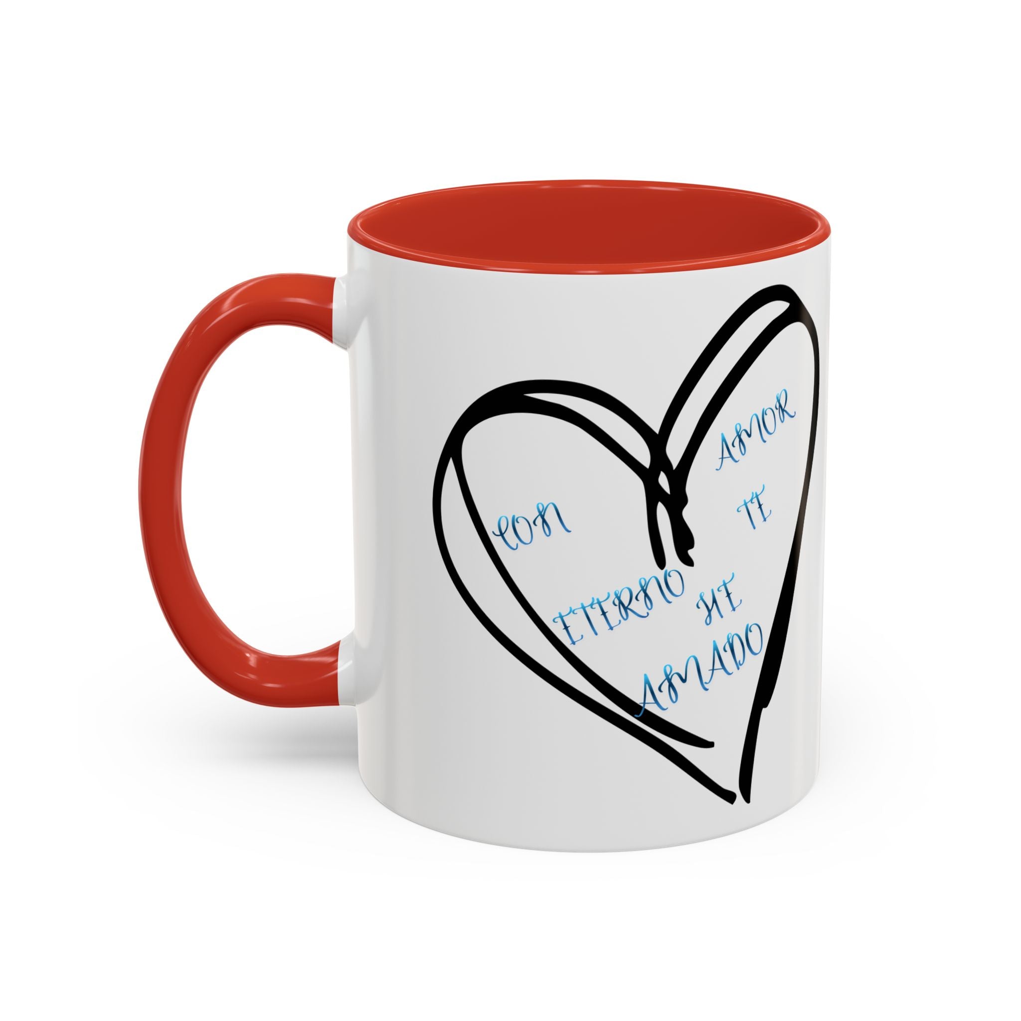 Coffee Mug - Hand-Drawn Heart with Spanish 'Por Amor Te He Amado' Accent