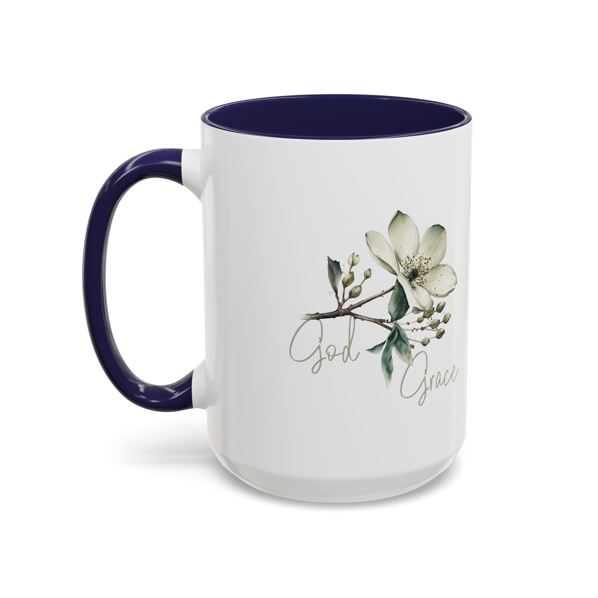 Floral Accent Coffee Mug | God Grace Gift, Nature-Inspired Tea Cup, Inspirational Drinkware for Home, Office, Mother's Day