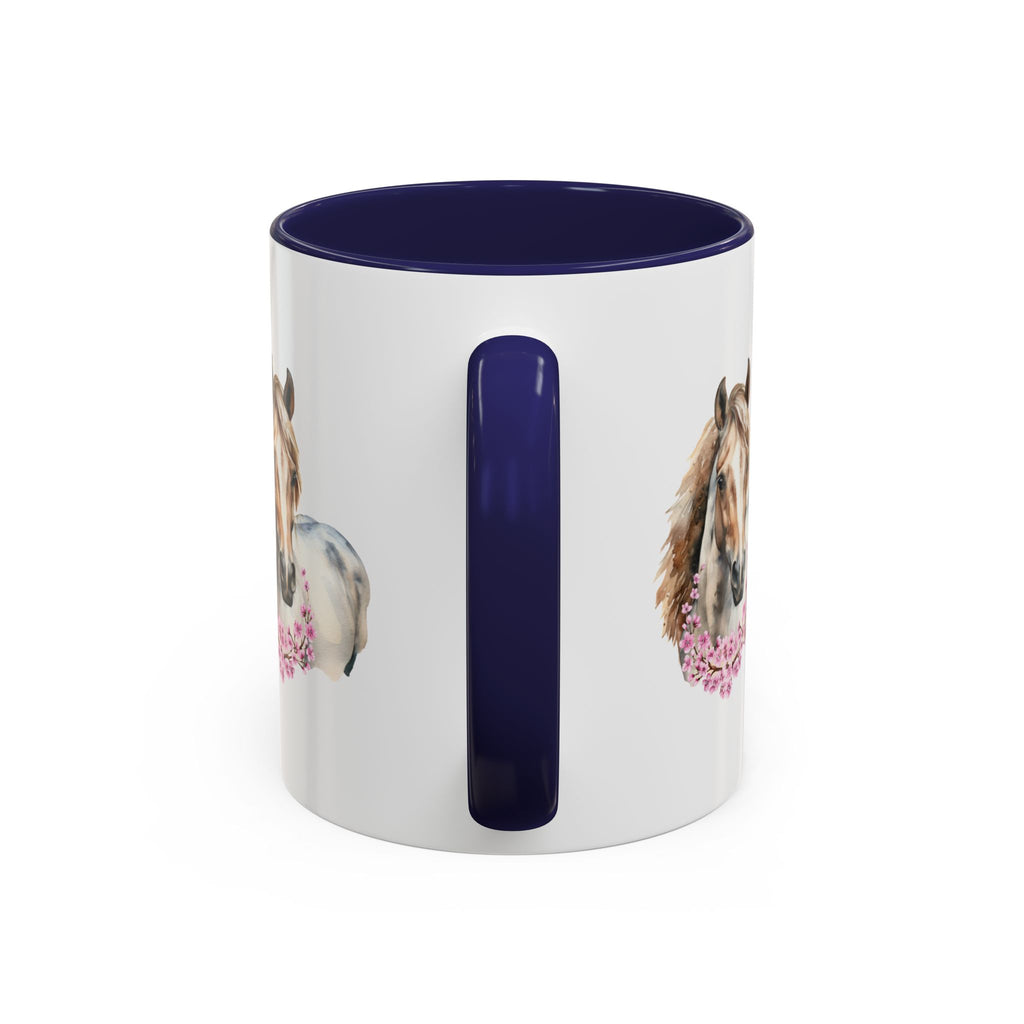 Horse Portrait Accent Coffee Mug — Floral Necklace Rustic Equestrian Gift (11/15oz)