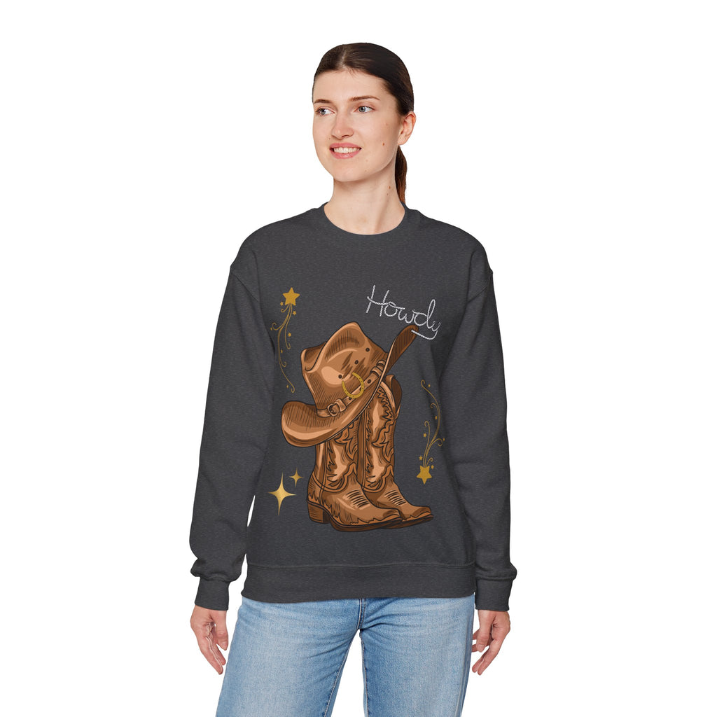 Howdy Cowboy Crewneck Sweatshirt | Unisex Sweatshirt, Western Apparel, Fall Fashion, Gift for Him/Her, Casual Wear