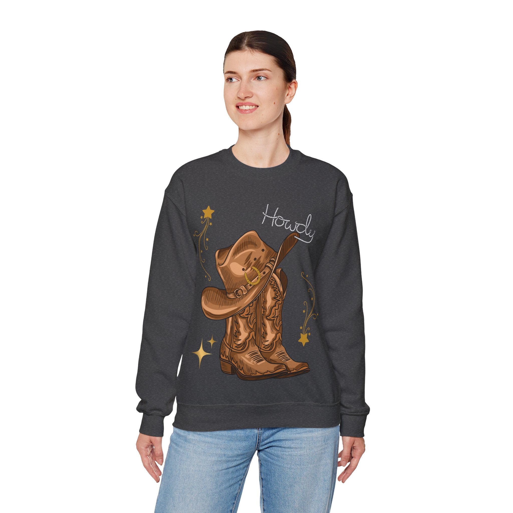 Howdy Cowboy Crewneck Sweatshirt | Unisex Sweatshirt, Western Apparel, Fall Fashion, Gift for Him/Her, Casual Wear