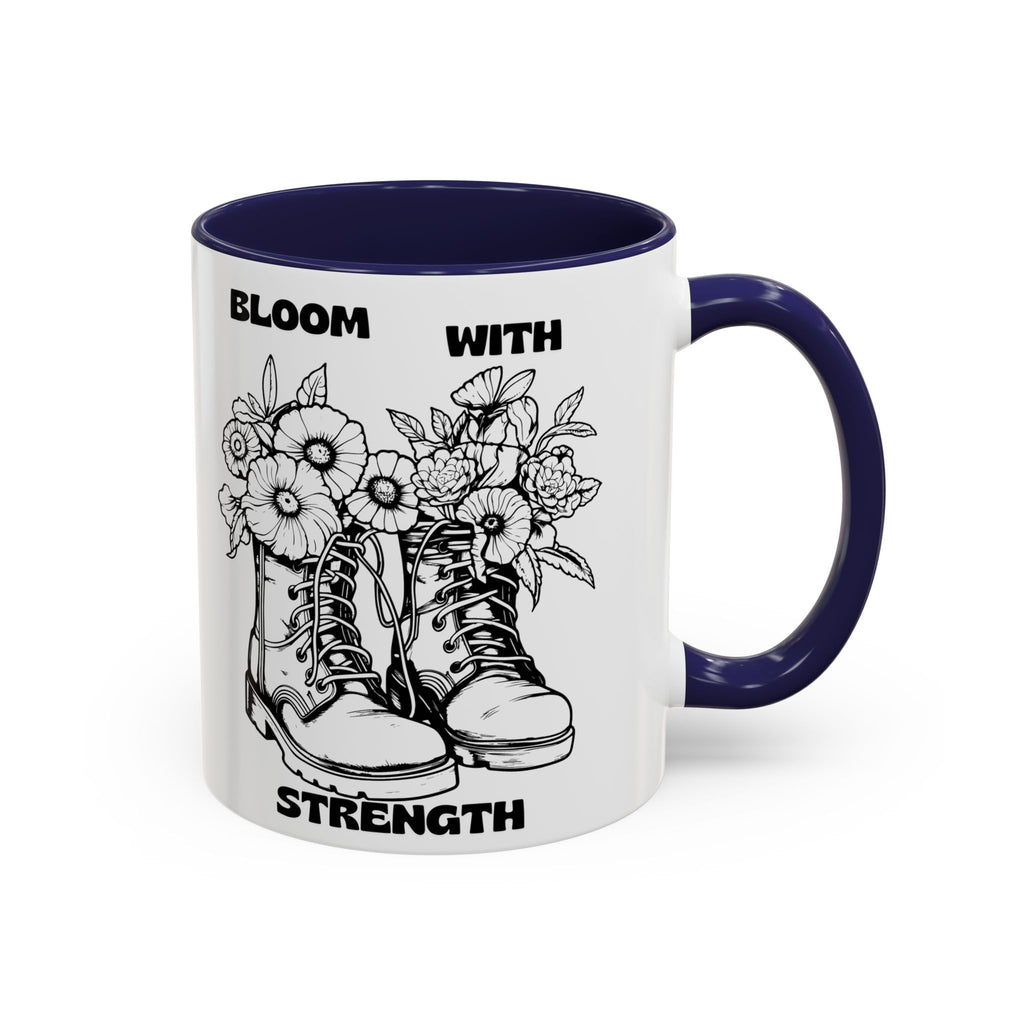 Bloom With Strength Coffee Mug — Floral Boots Inspirational Accent Mug (11/15oz)