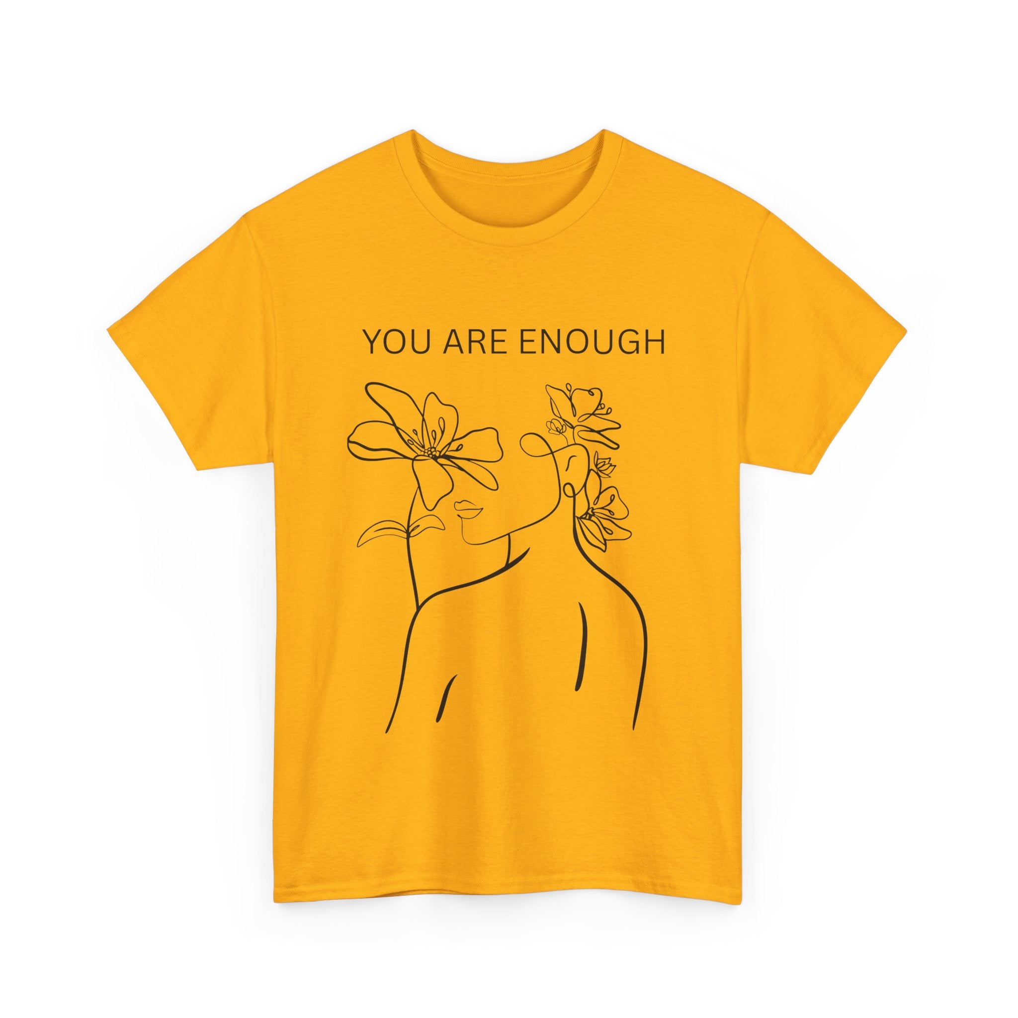 Inspirational Floral Tee, Unisex Heavy Cotton T-Shirt with 'You Are Enough' Design, Motivational Gift, Self-Love Apparel, Positive [...]