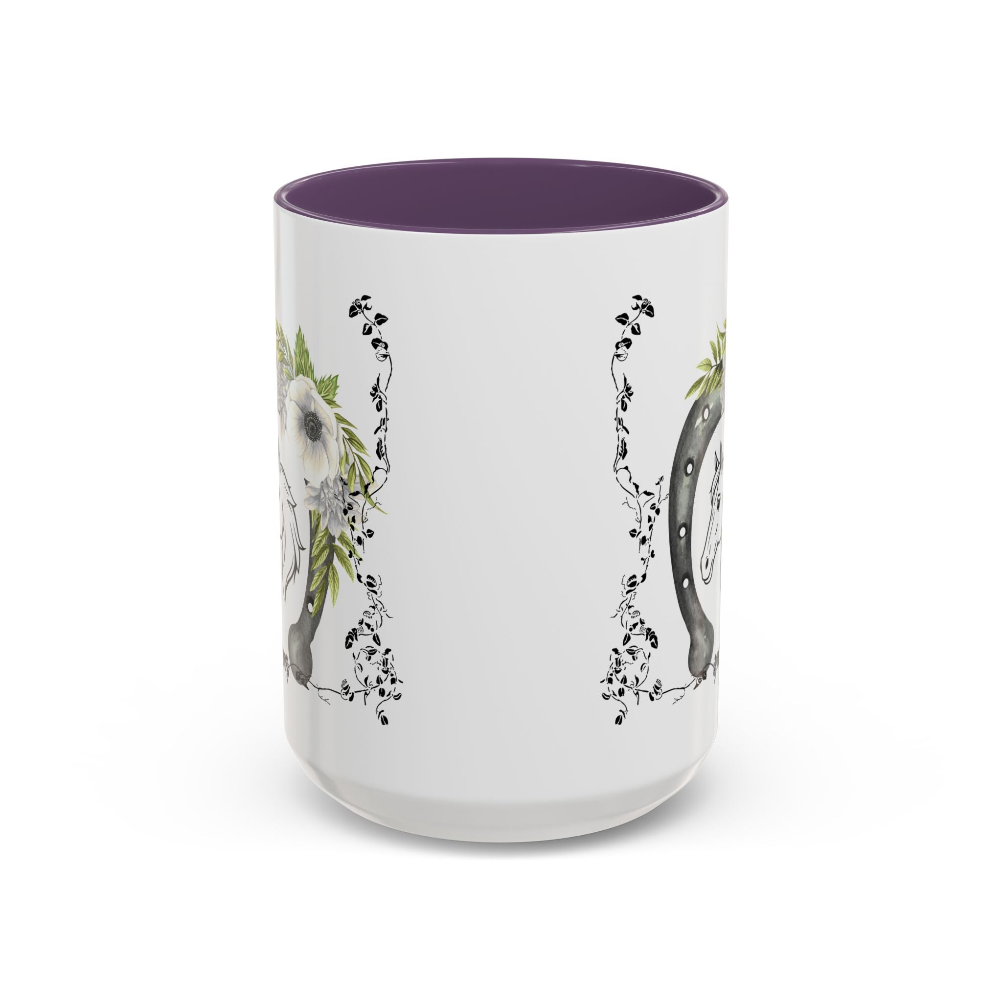 Personalized Floral Horseshoe Mug - Unique Gift for Horse Lovers, Cowgirl Theme, Farmhouse Decor, Wedding Favors, Custom Name Mug