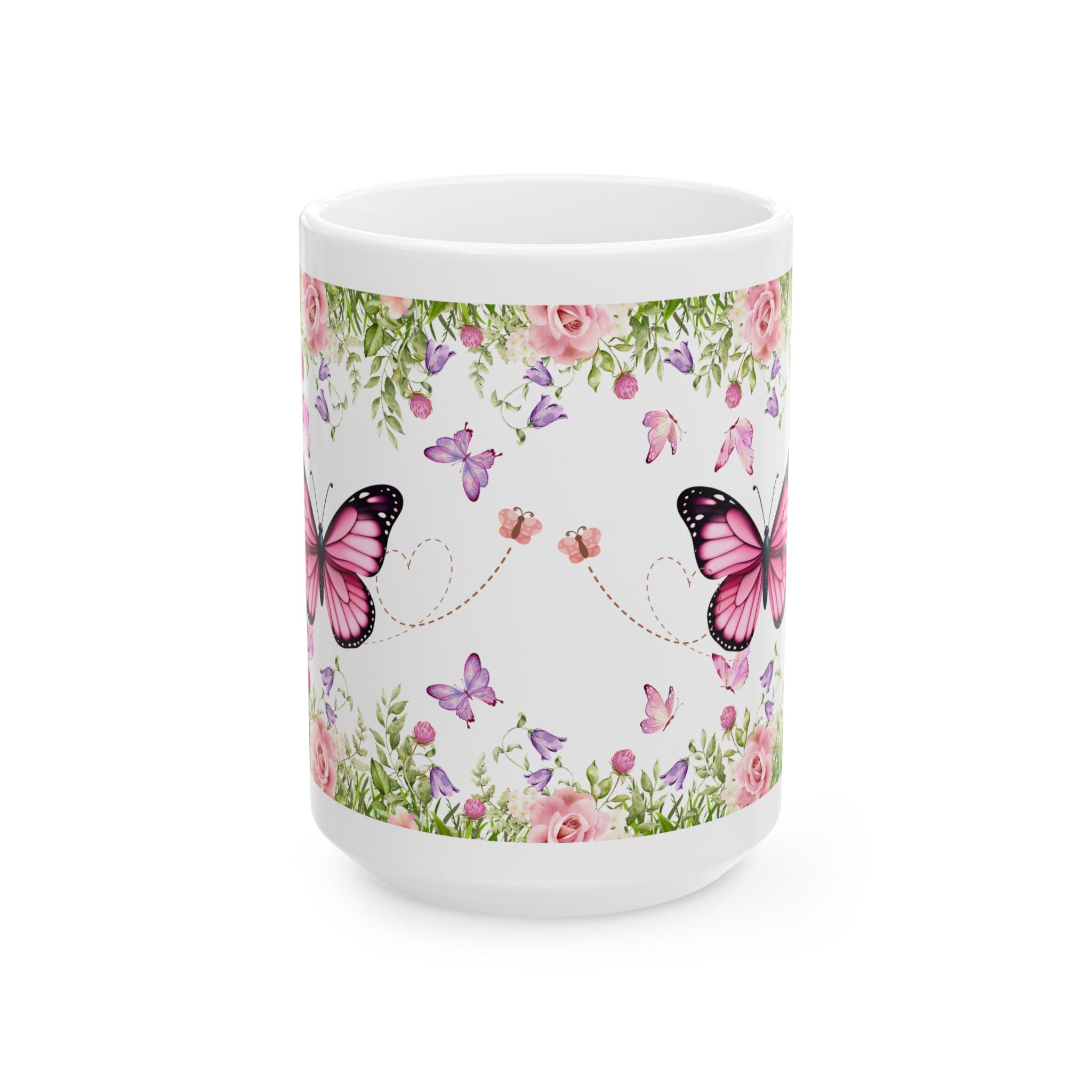 Floral Butterfly Ceramic Mug - Elegant Gift for Nature Lovers, Tea & Coffee Mug, Spring Decor, Birthday Gift, Home & Kitchen