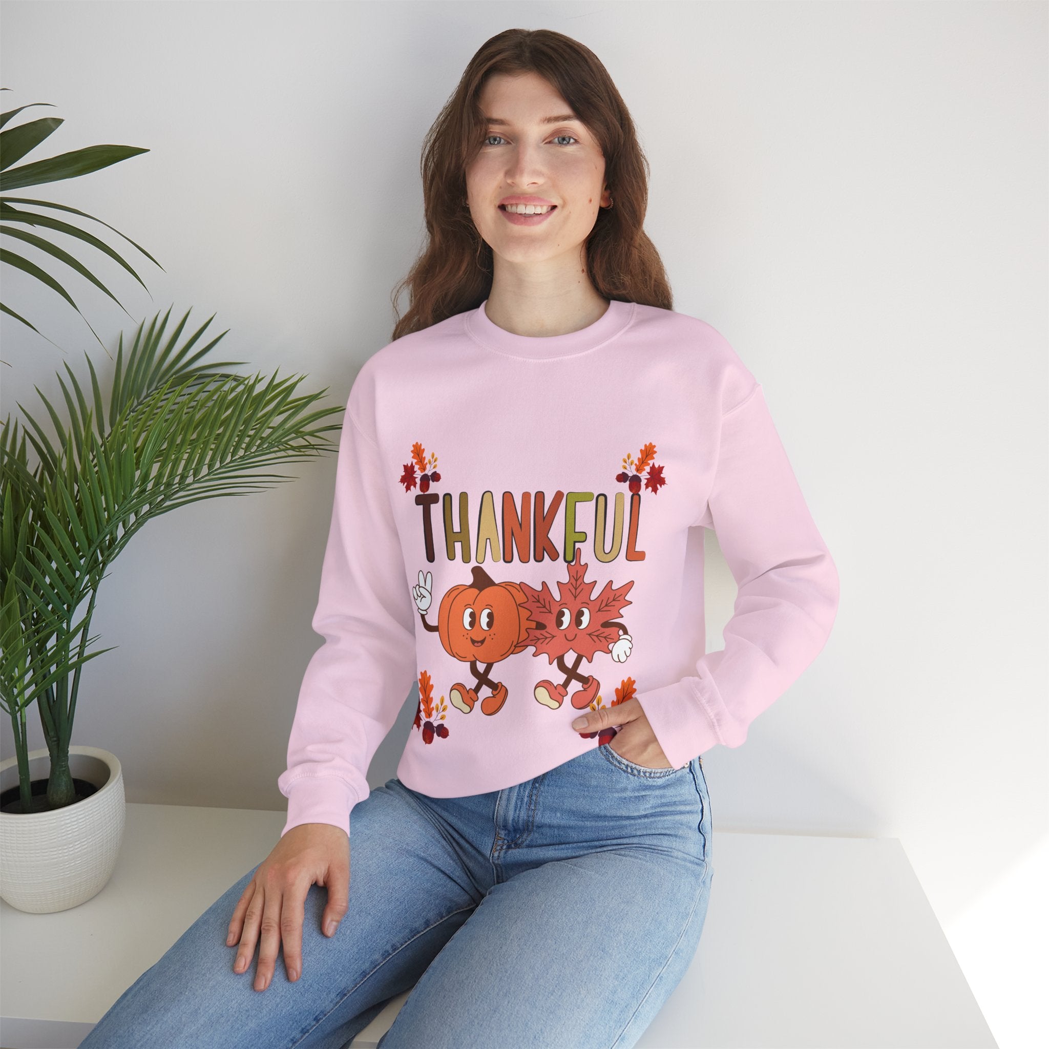 Thankful Autumn Crewneck Sweatshirt, Cozy Fall Sweater, Unisex Sweatshirt, Thanksgiving Gift, Cute Seasonal Apparel