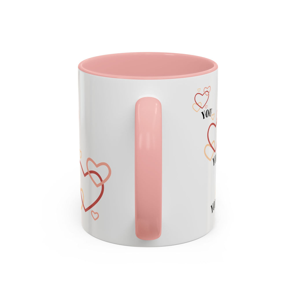 Love You Accent Coffee Mug, Valentine's Day Gift, Heart Mug, Cute Coffee Cup, Romantic Beverage Container