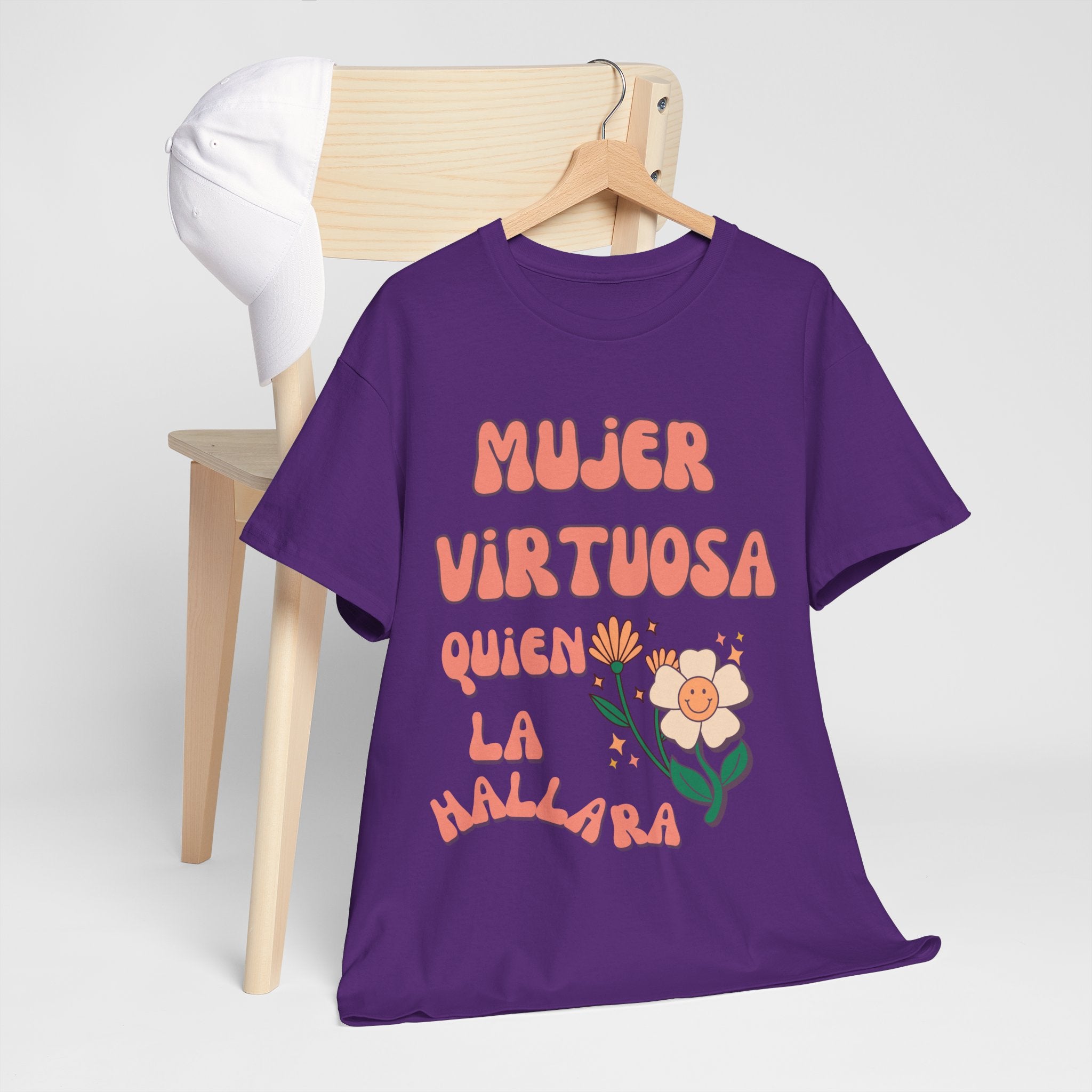 Empowering Unisex Heavy Cotton Tee - 'Mujer Virtuosa' Floral Print, Inspirational Gift, Feminist T-Shirt, Everyday Wear, Motivation Tee