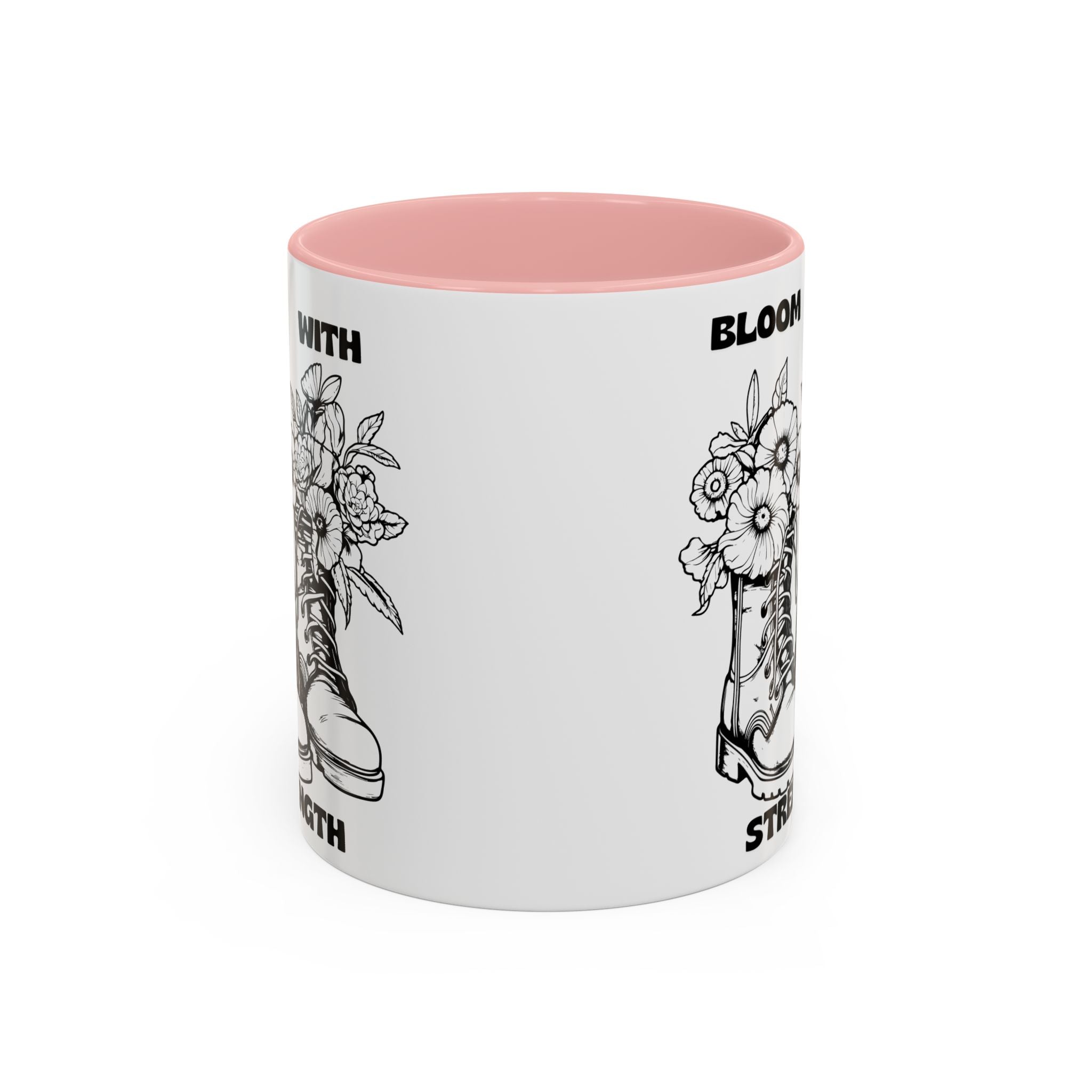 Bloom With Strength Coffee Mug — Floral Boots Inspirational Accent Mug (11/15oz)