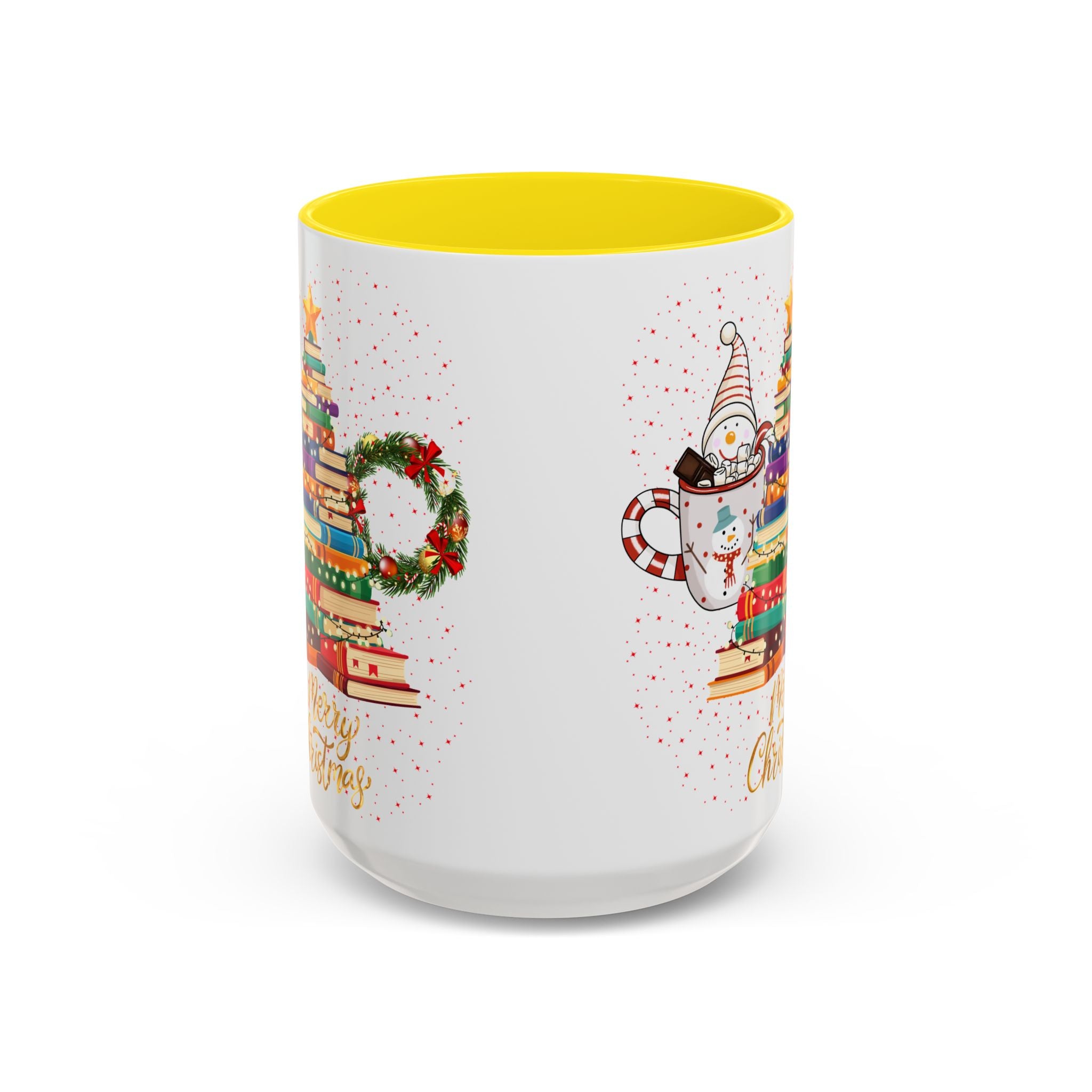 Christmas Book Tree Coffee Mug — Merry Christmas Accent Mug (11/15oz)