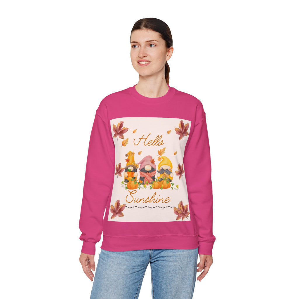 Hello Sunshine Fall Crewneck Sweatshirt, Cozy Autumn Apparel, Unisex Sweatshirt, Perfect for Thanksgiving, Gift for Nature Lovers
