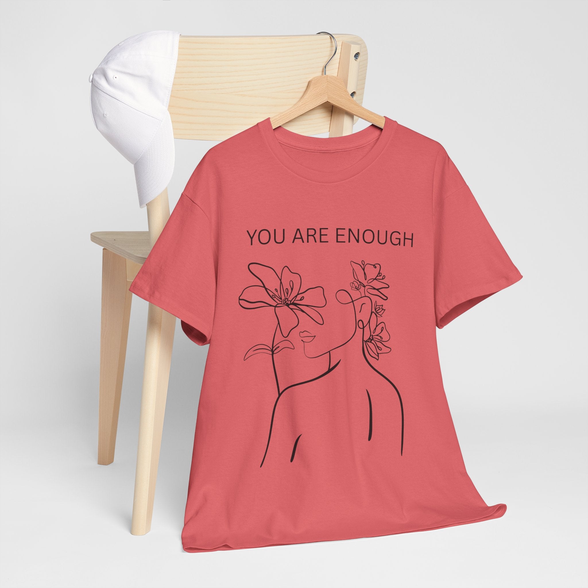 Inspirational Floral Tee, Unisex Heavy Cotton T-Shirt with 'You Are Enough' Design, Motivational Gift, Self-Love Apparel, Positive [...]