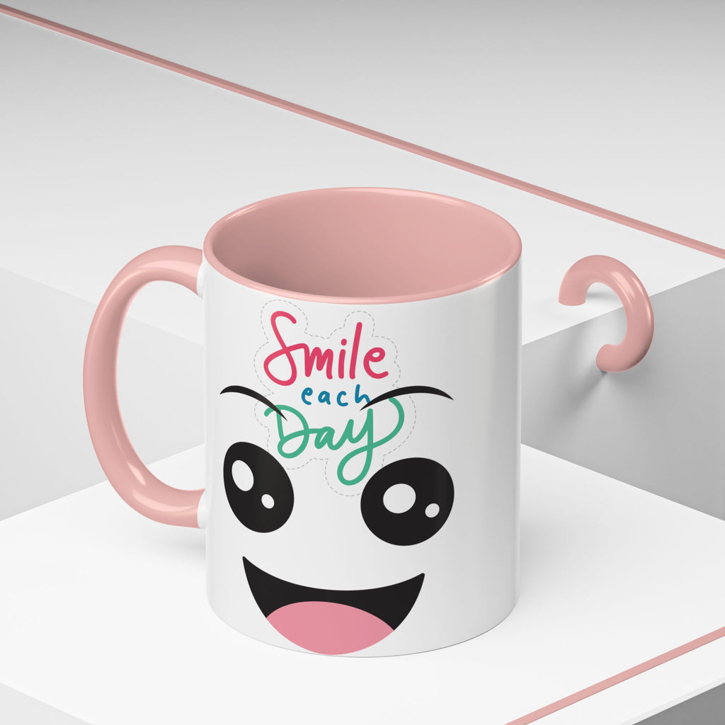 Smile Each Day Coffee Mug — Cute Cartoon Face Accent Mug (11/15oz)