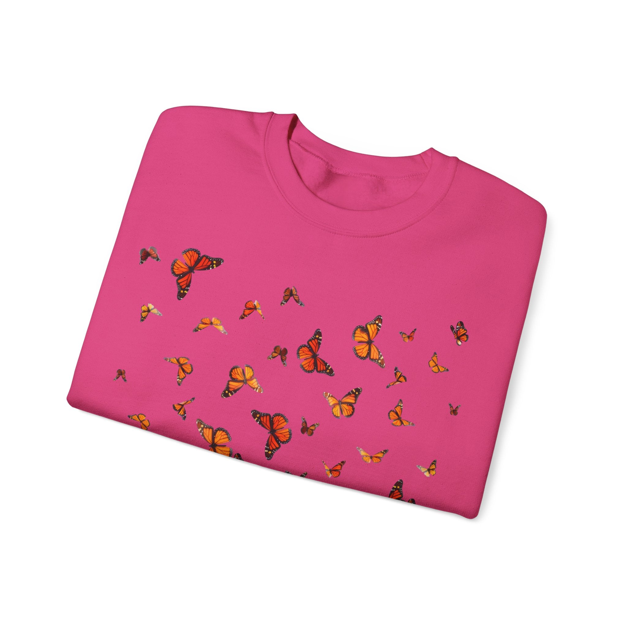 Butterfly Flock Crewneck Sweatshirt — Orange Monarchs Graphic