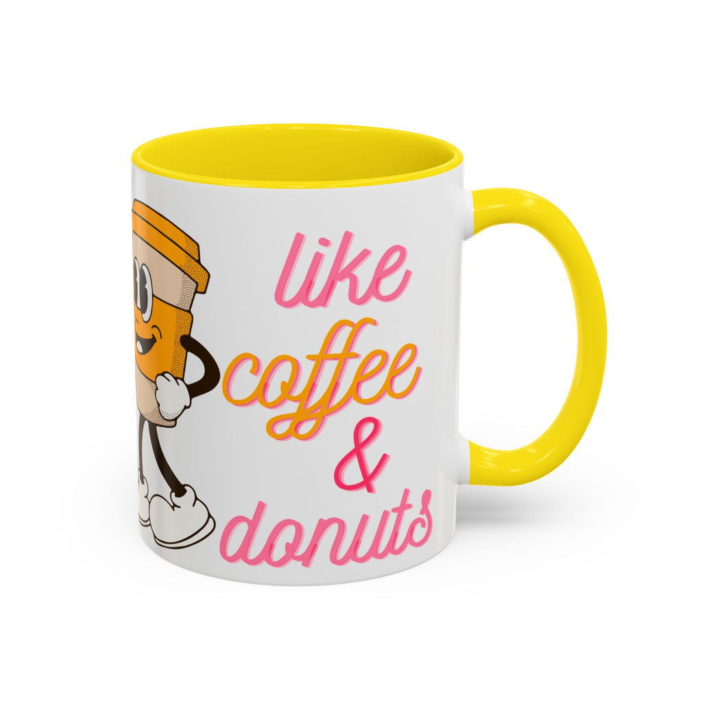 Like Coffee & Donuts Accent Coffee Mug — Cute Donut & Coffee Cup Design (11/15oz)