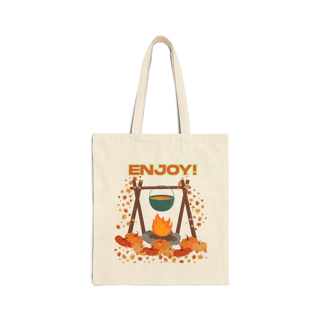 Enjoy! Camping Cotton Canvas Tote Bag | Eco-Friendly, Reusable, Perfect for Summer, Travel, Picnic, or Hiking
