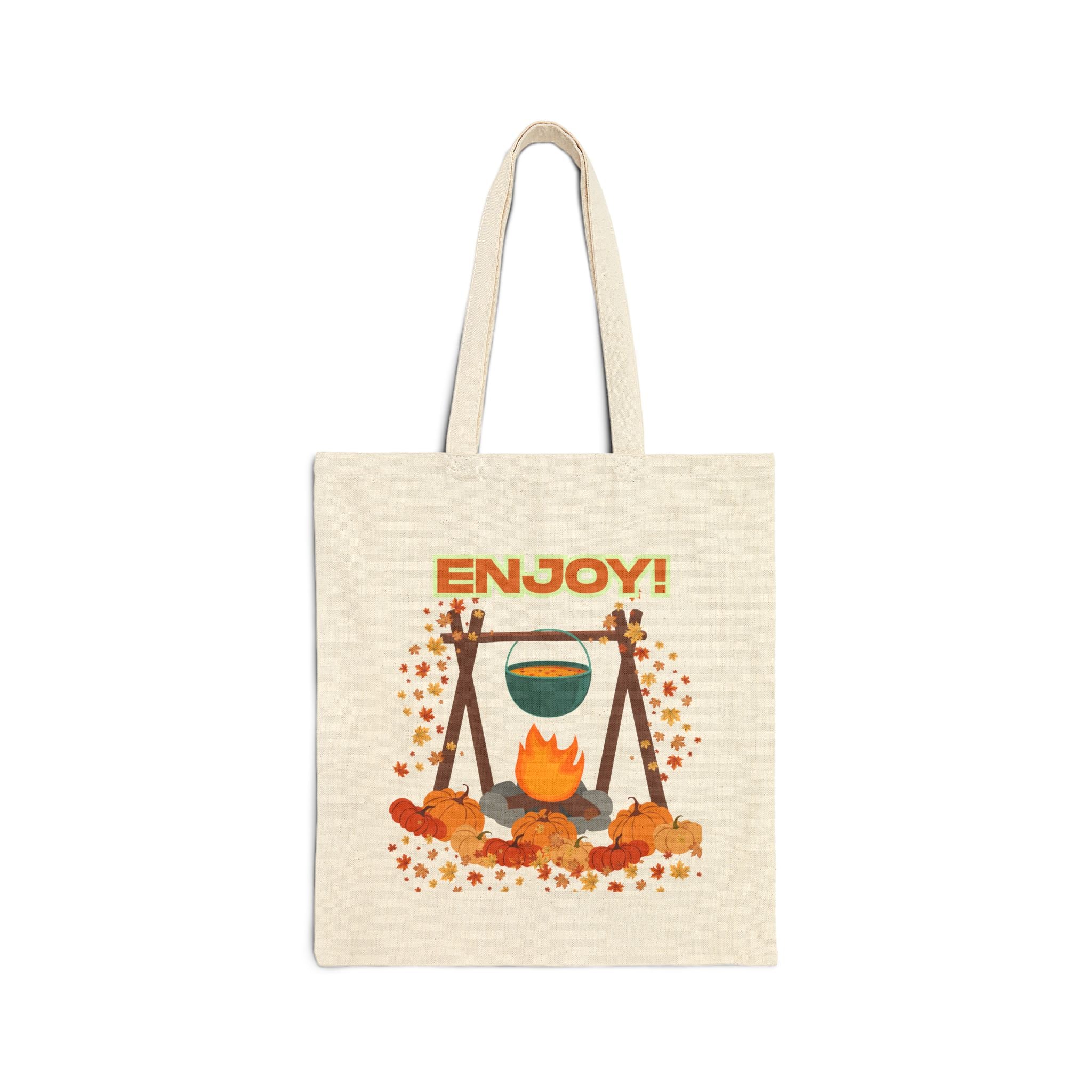 Enjoy! Camping Cotton Canvas Tote Bag | Eco-Friendly, Reusable, Perfect for Summer, Travel, Picnic, or Hiking