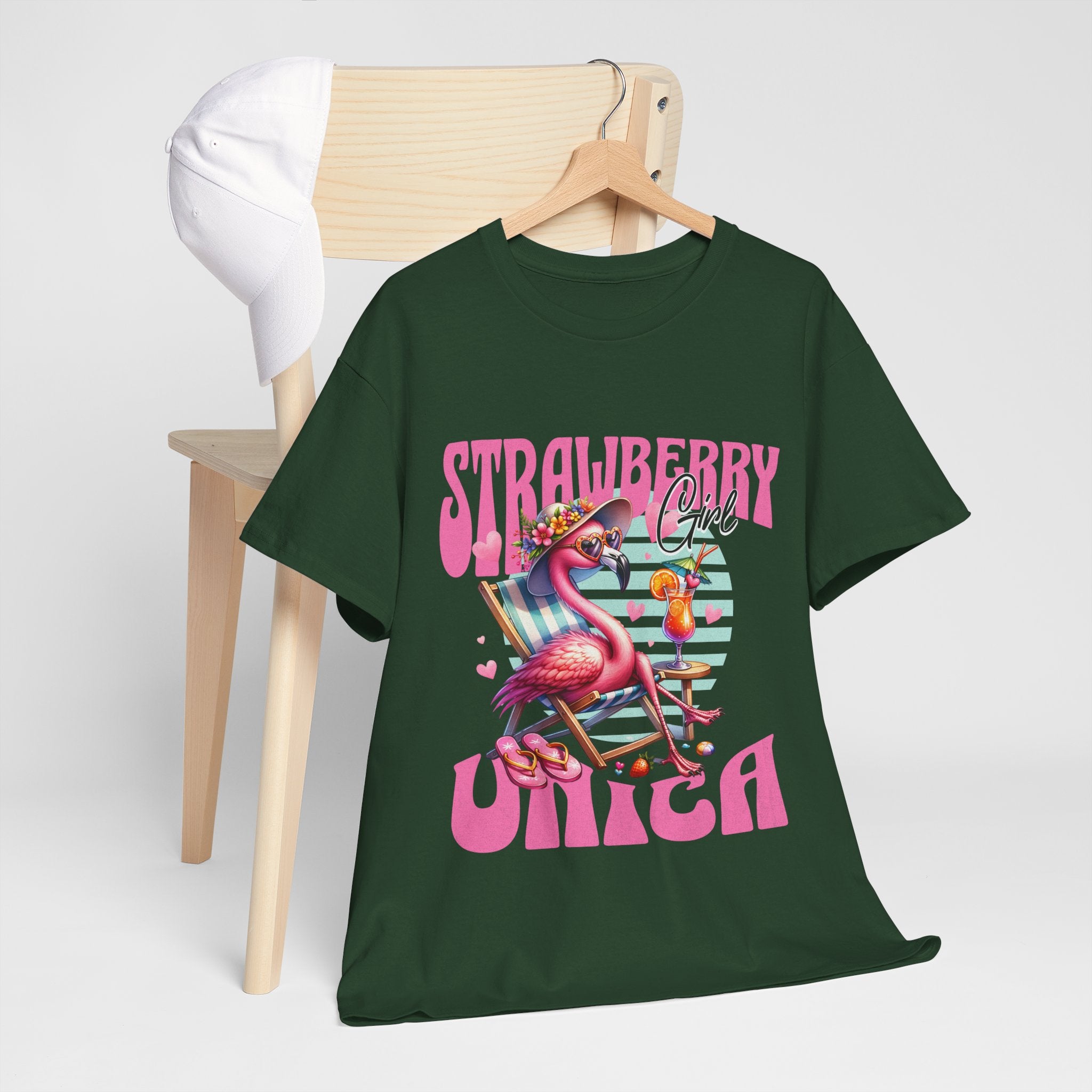 Strawberry Girl Unisex Heavy Cotton Tee - Summer Vibes T-Shirt