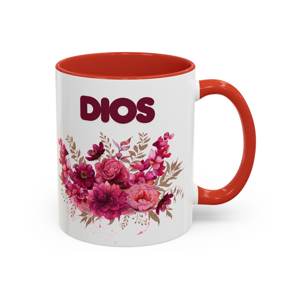 Dios Floral Accent Coffee Mug — 11/15oz Inspirational Christian Tea Cup