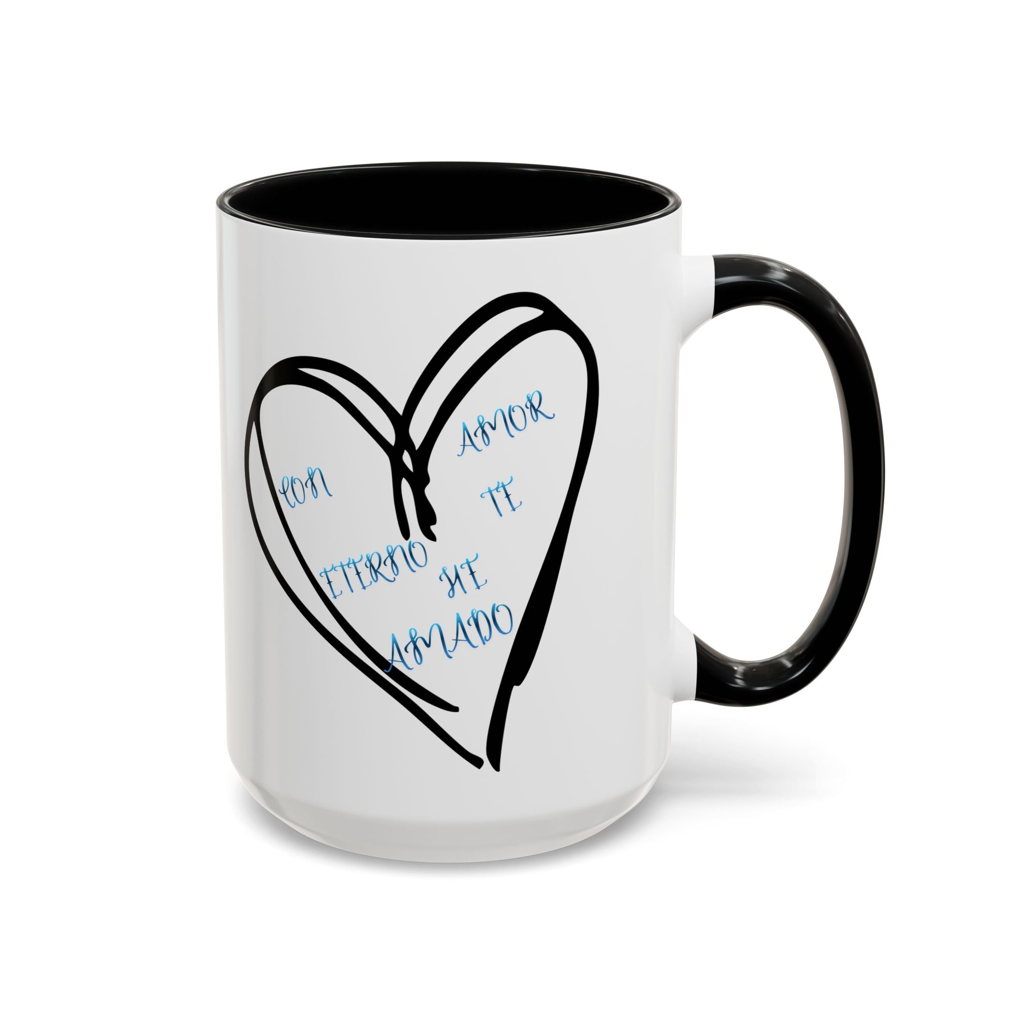 Coffee Mug - Hand-Drawn Heart with Spanish 'Por Amor Te He Amado' Accent
