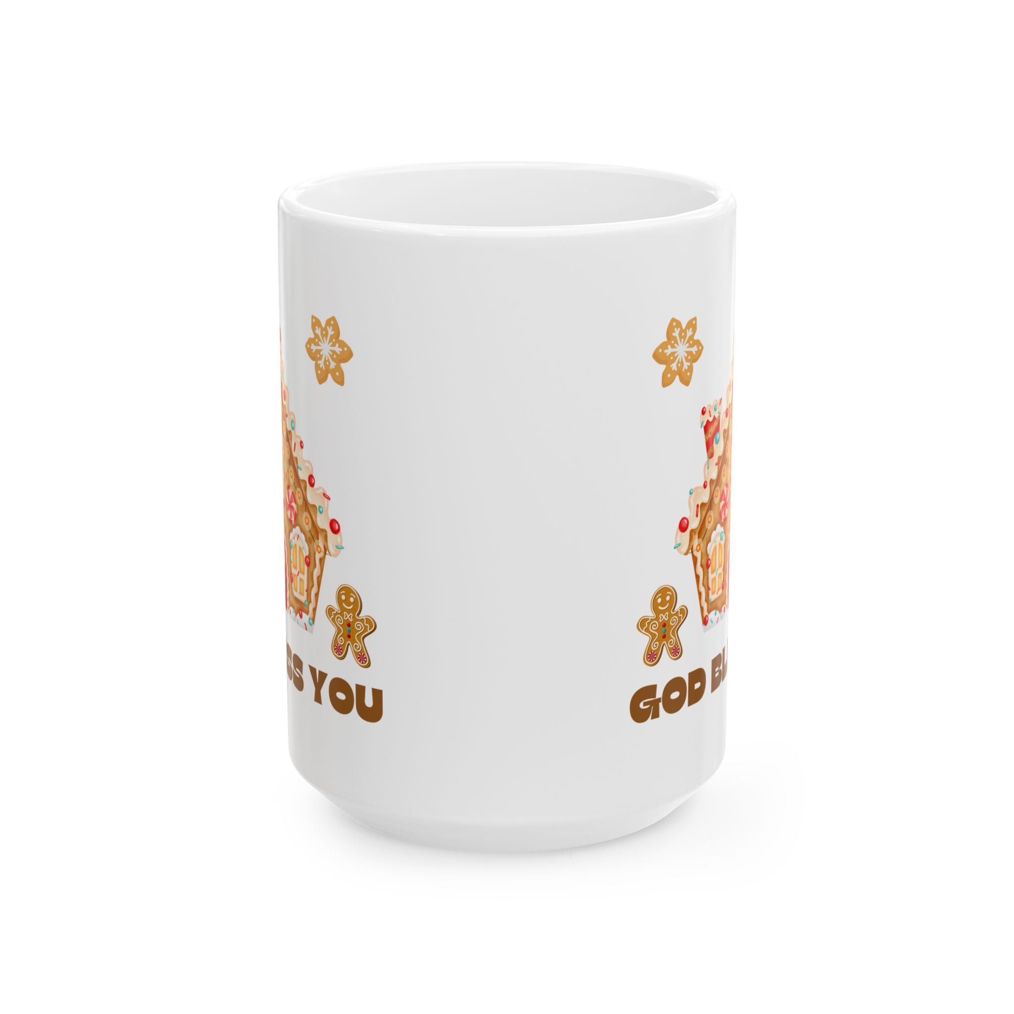 Gingerbread God Bless You Mug | Holiday Gift, Christmas Mug, Cute Coffee Cup, Festive Drinkware, Cozy Winter Decor