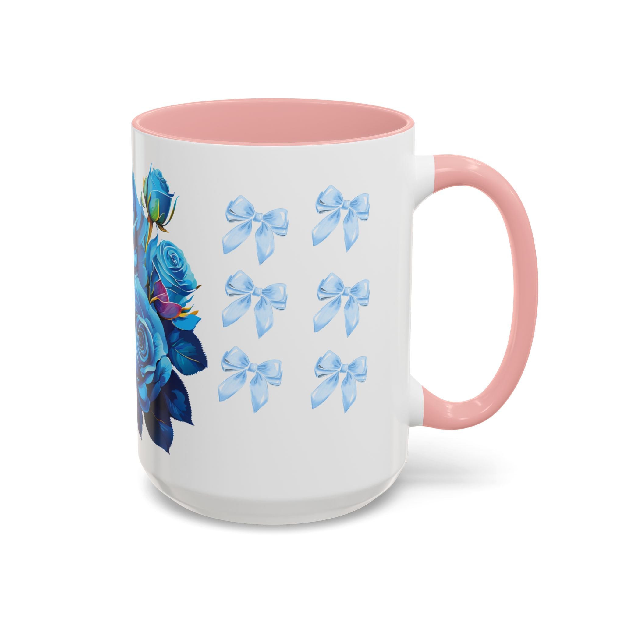 Blue Rose Accent Coffee Mug – Floral Bouquet Design (11/15 oz)