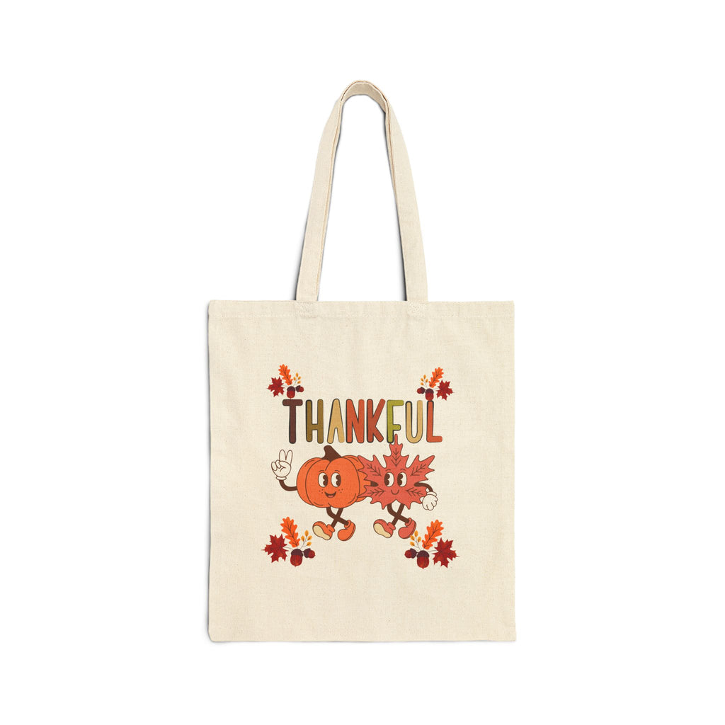Thankful Fall Cotton Canvas Tote Bag, Autumn Shopping Bag, Harvest Gift, Eco-Friendly Gift, Thanksgiving Decor