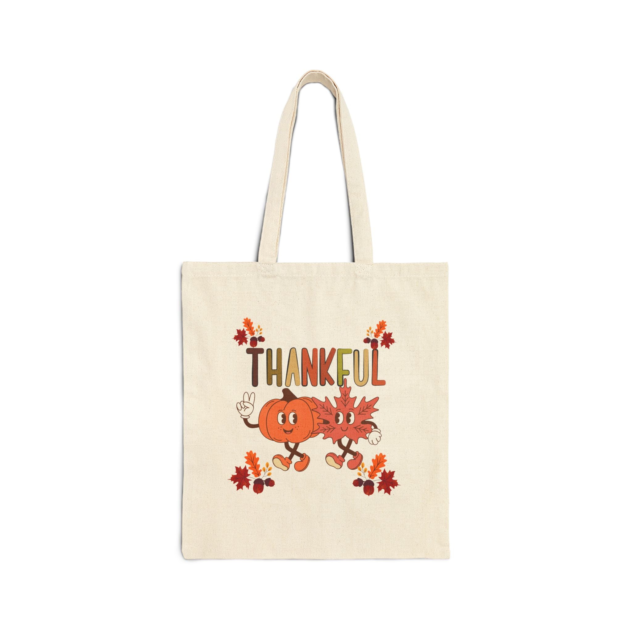 Thankful Fall Cotton Canvas Tote Bag, Autumn Shopping Bag, Harvest Gift, Eco-Friendly Gift, Thanksgiving Decor