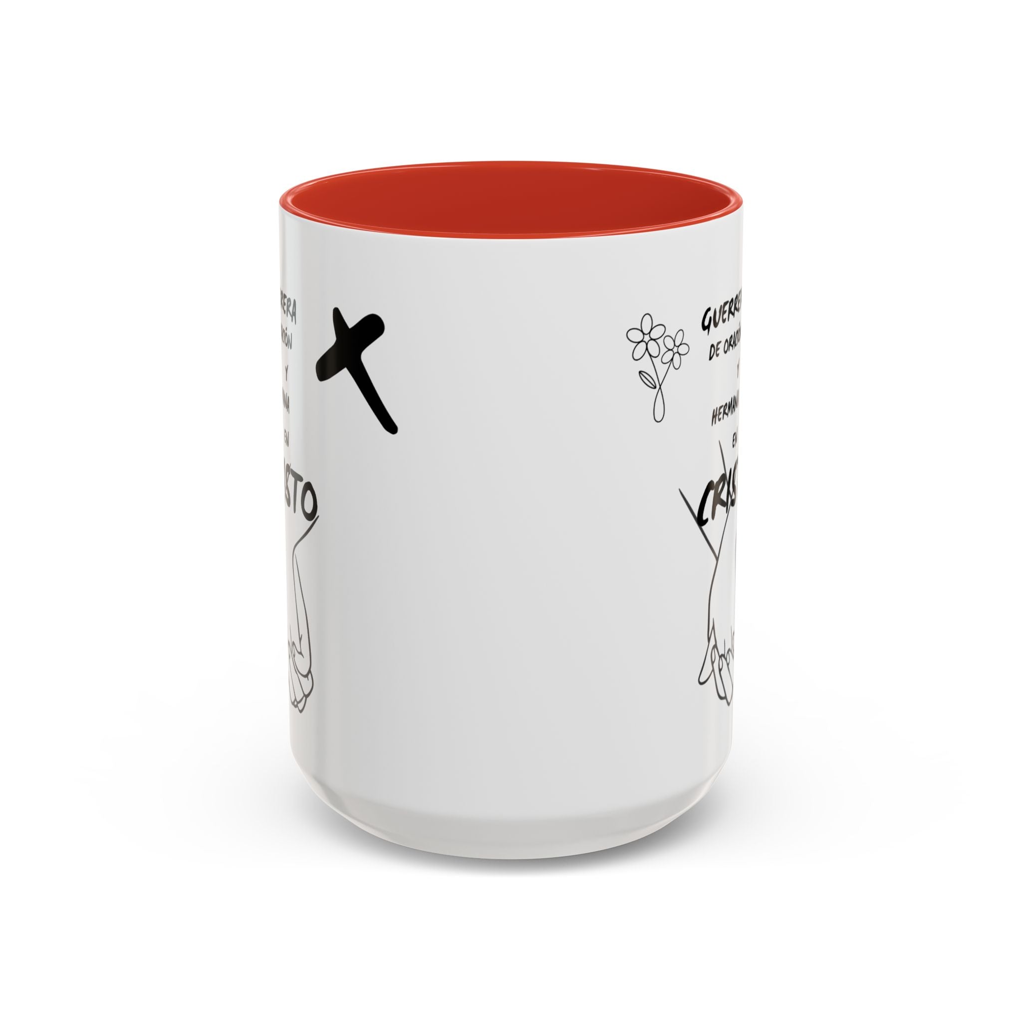 Christian Prayer Warrior Mug — "Guerrera de Oración y Hermana en Cristo" Accent Coffee Cup (11/15oz)