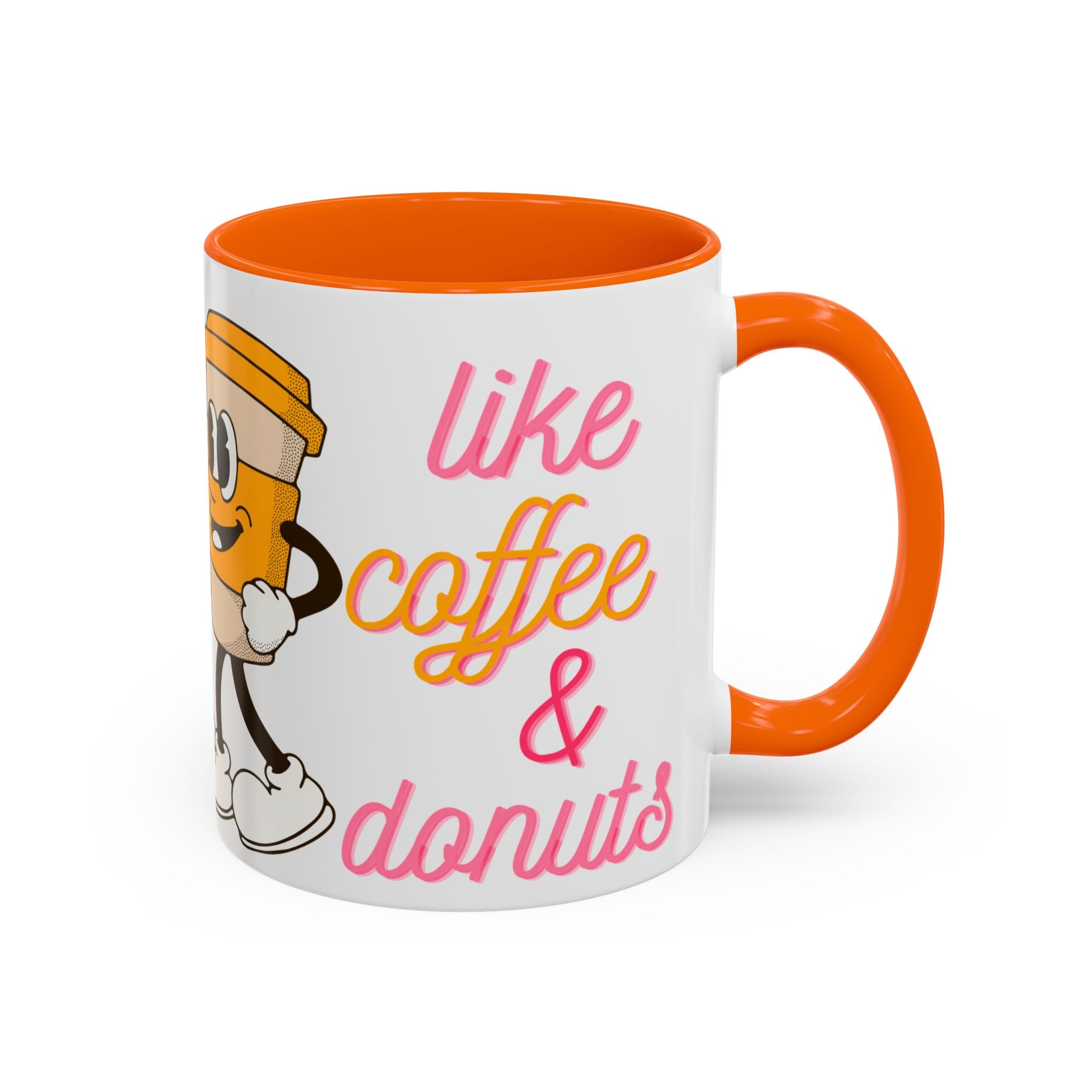 Like Coffee & Donuts Accent Coffee Mug — Cute Donut & Coffee Cup Design (11/15oz)