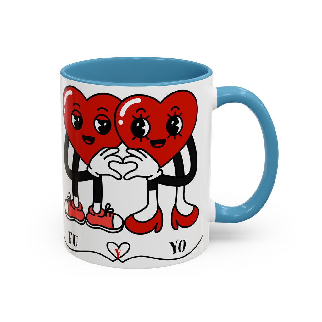 Valentine Heart Couple Coffee Mug – "Tu y Yo" Cute Romantic Accent Mug
