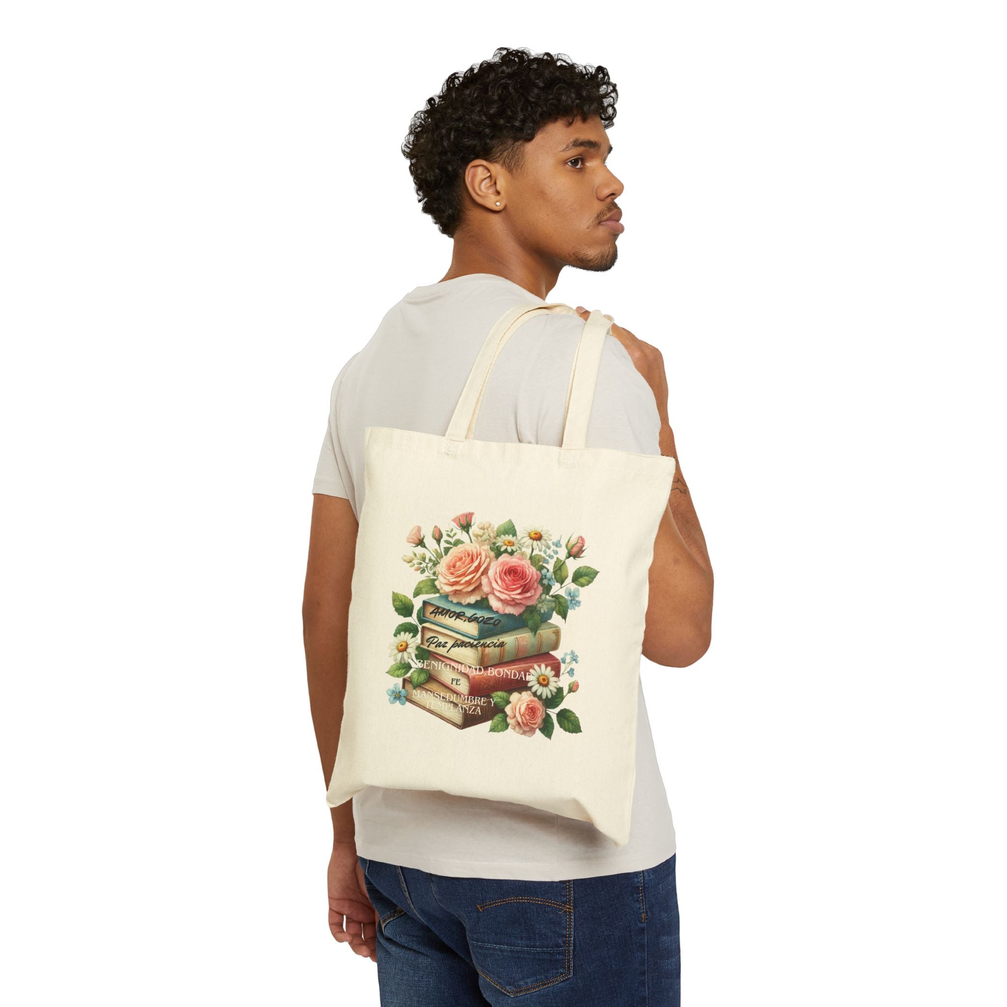 Vintage Floral Book Tote Bag, Eco-Friendly Cotton Shopper, Cute Library Bag, Gift for Book Lovers, Spring Floral Tote