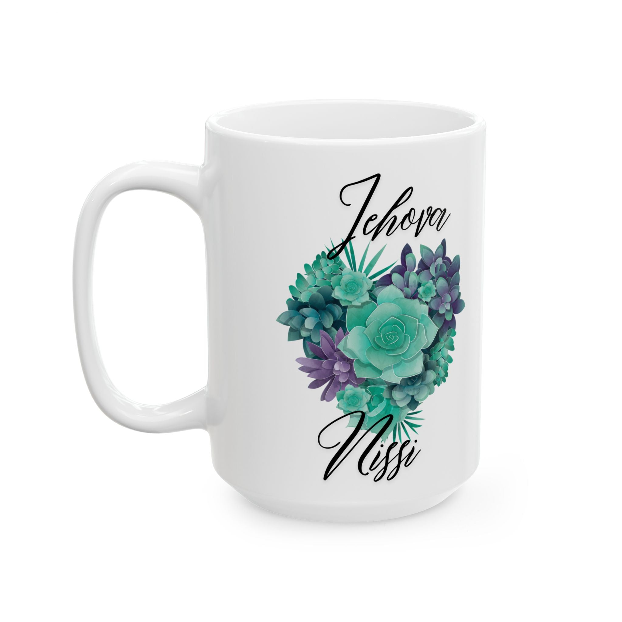 Succulent Love Ceramic Mug – 'I Love You More' Floral Coffee Cup (11oz & 15oz)