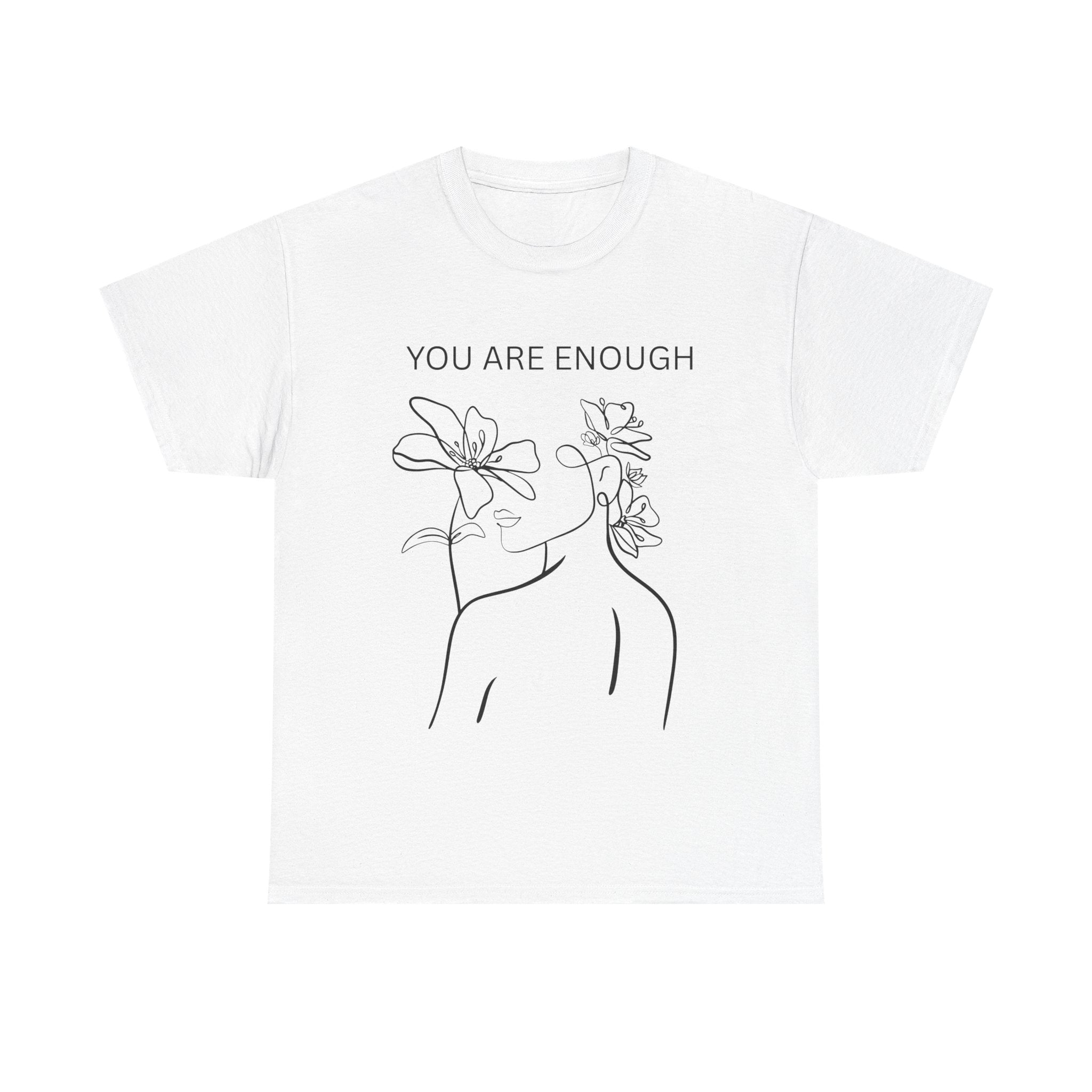 Inspirational Floral Tee, Unisex Heavy Cotton T-Shirt with 'You Are Enough' Design, Motivational Gift, Self-Love Apparel, Positive [...]